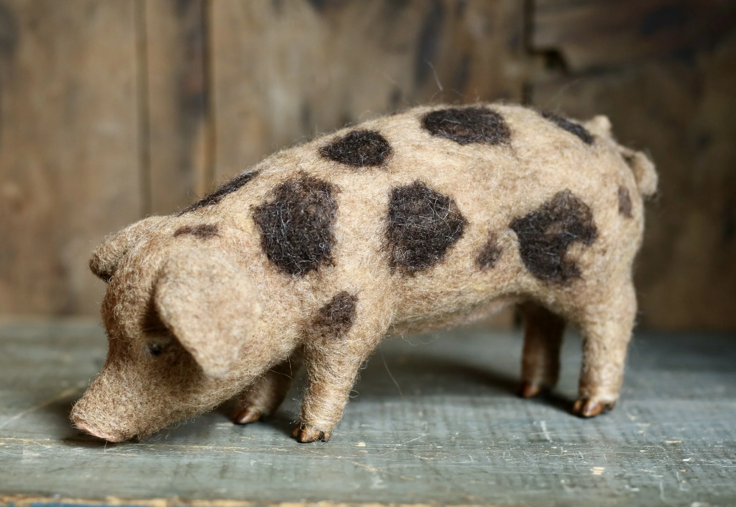 needle felted pig