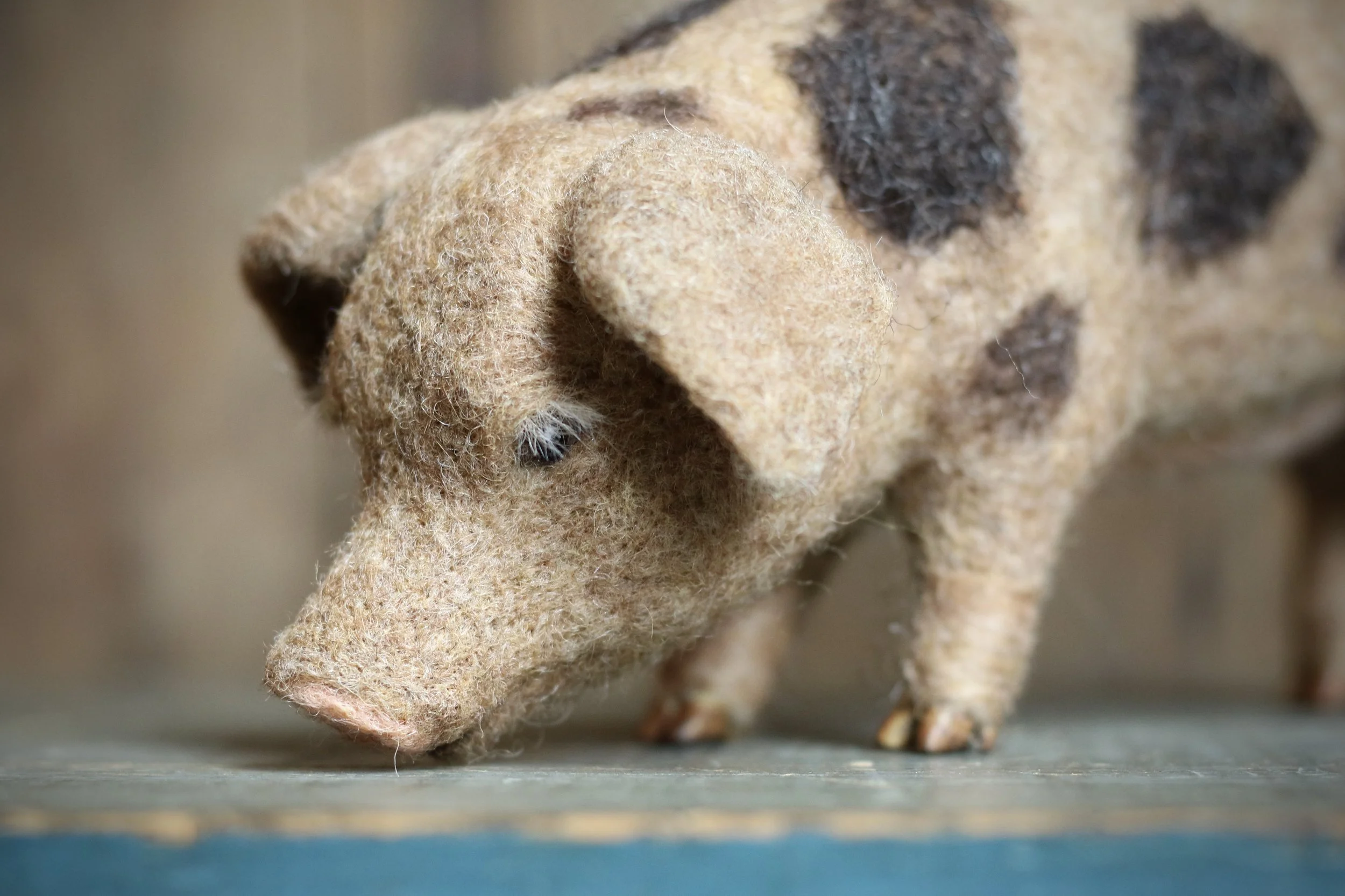needle felted pig