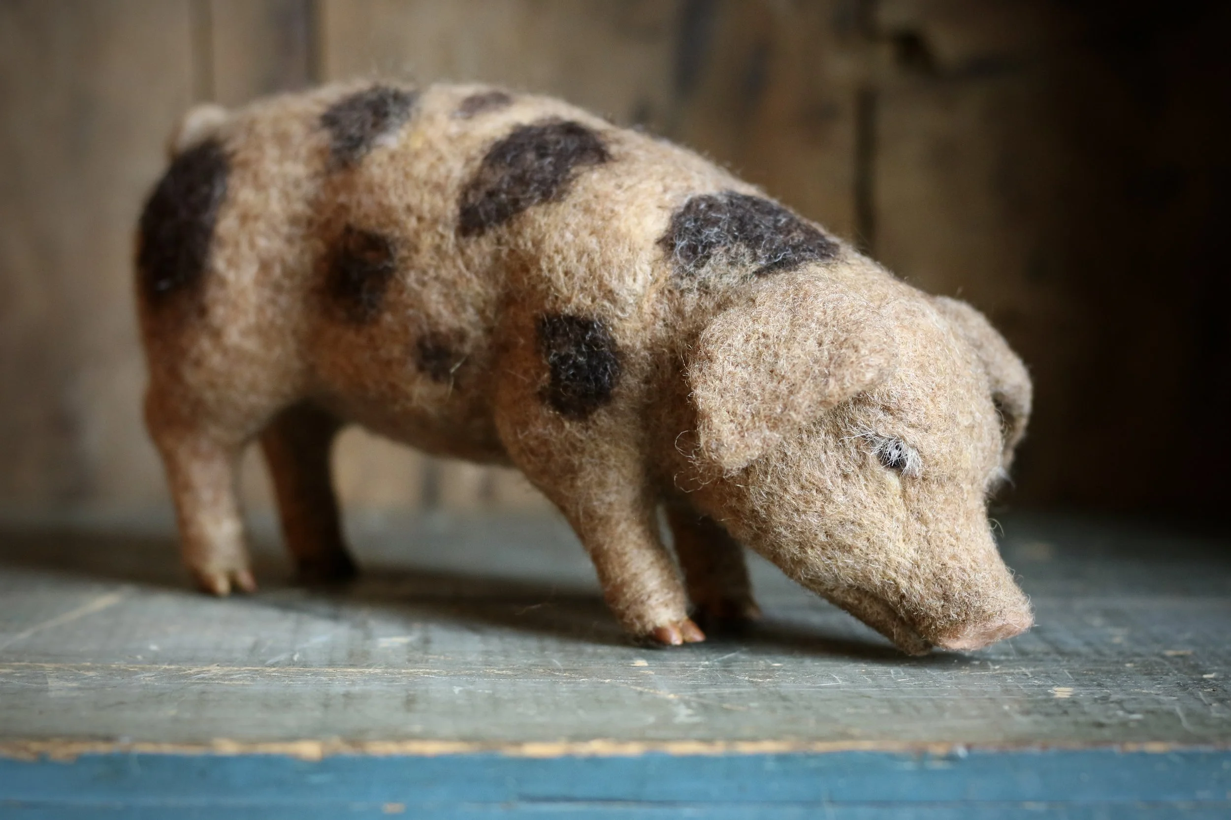 needle felted pig