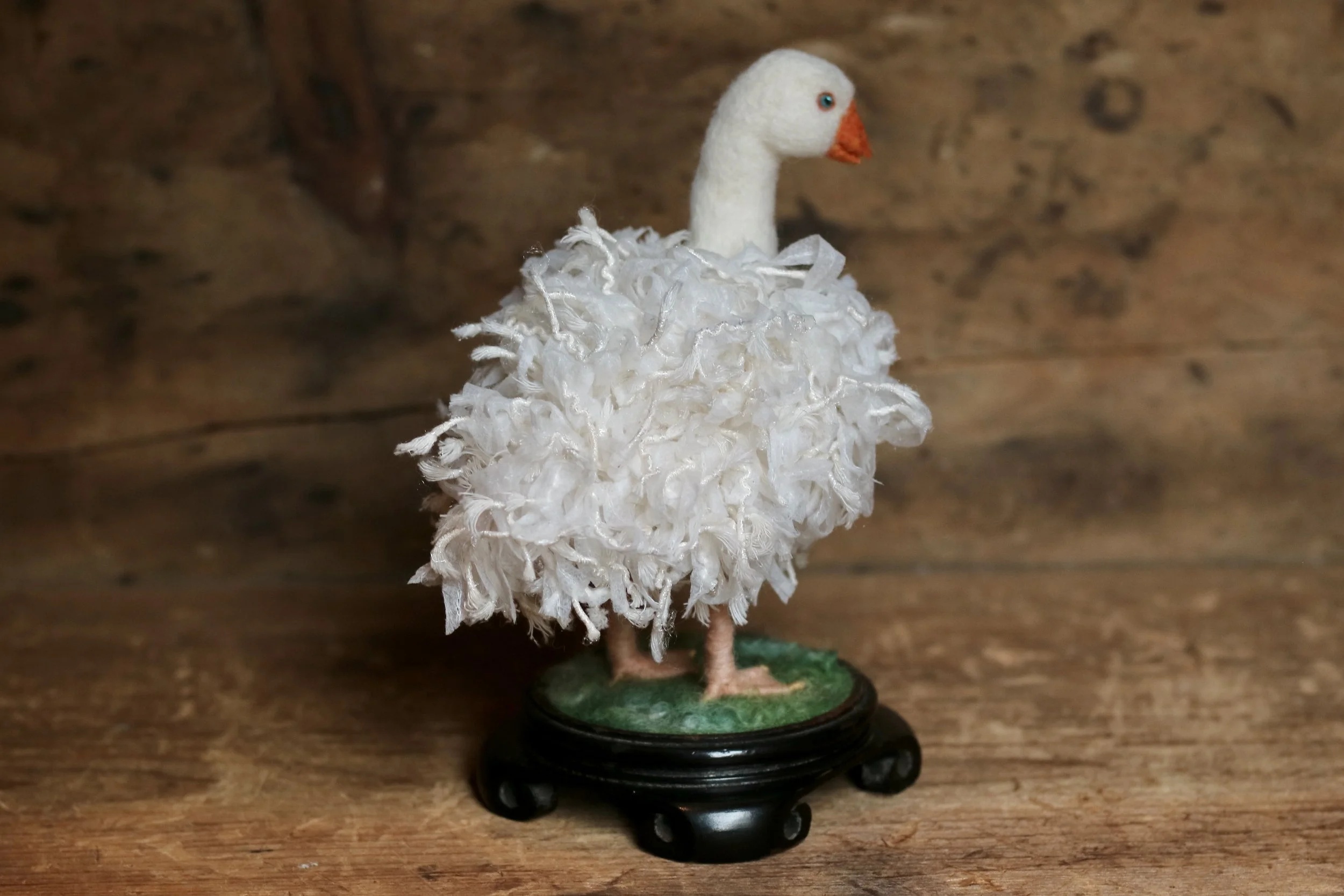 needle felted Sebastopol goose