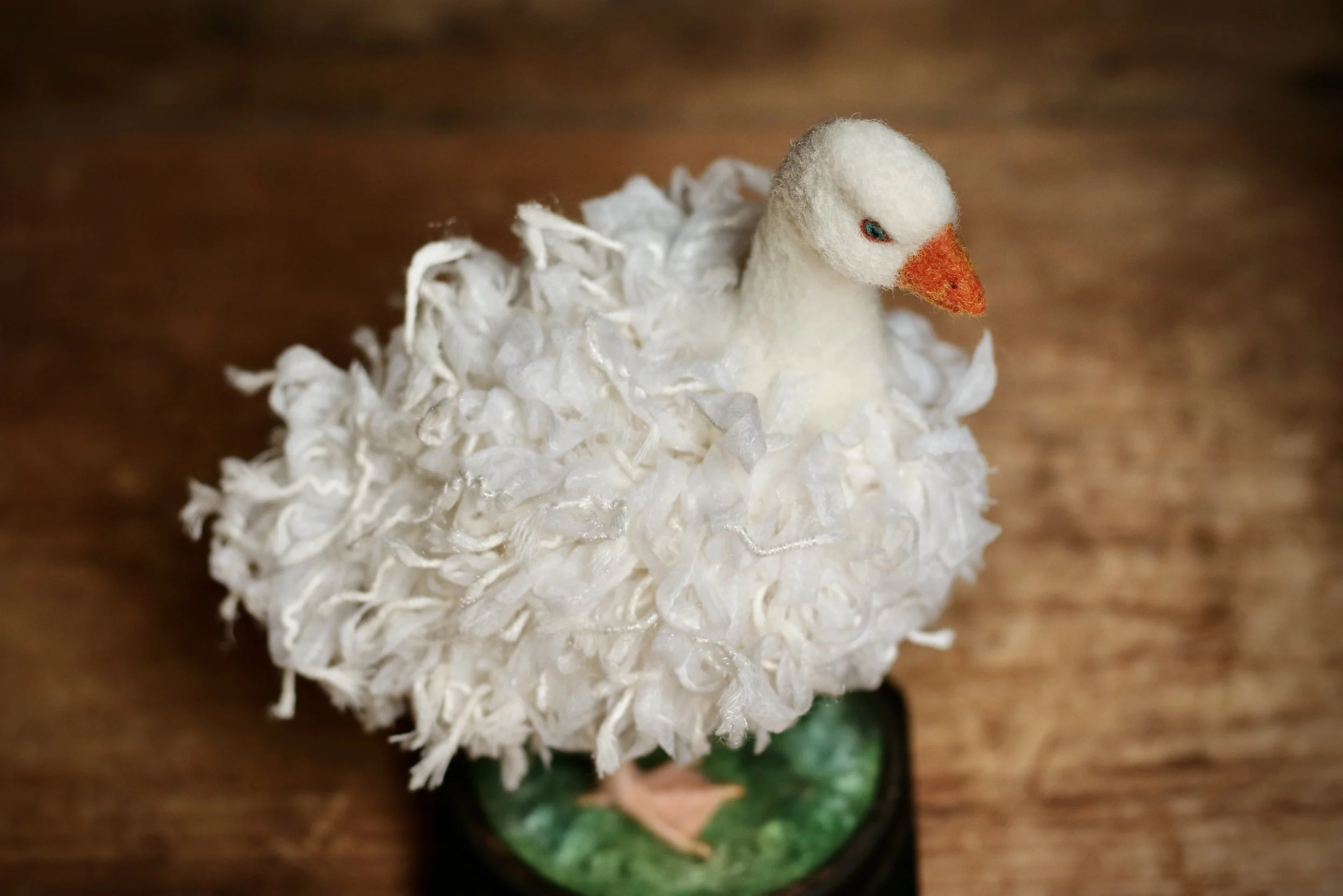 needle felted Sebastopol goose