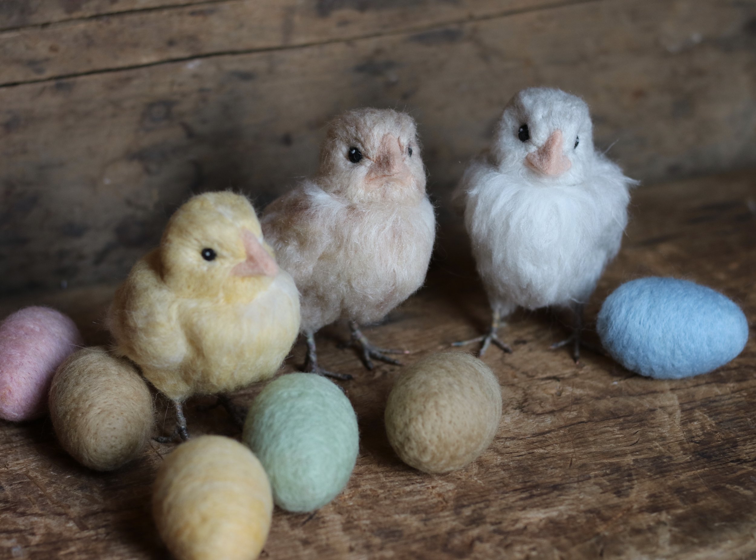 needle felted chicks and eggs
