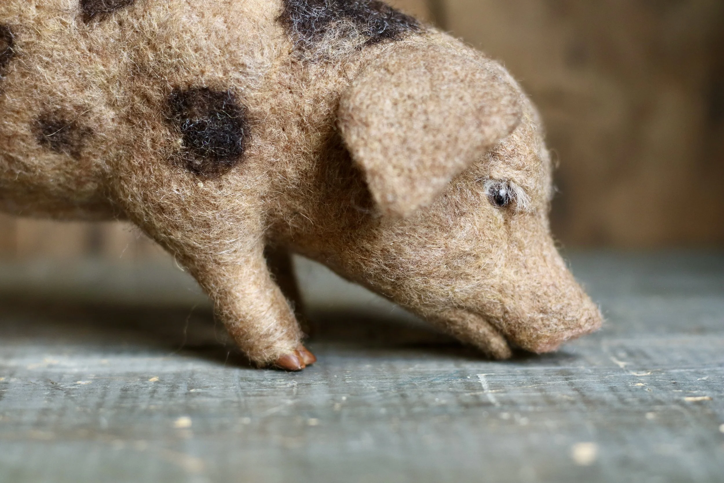 needle felted pig