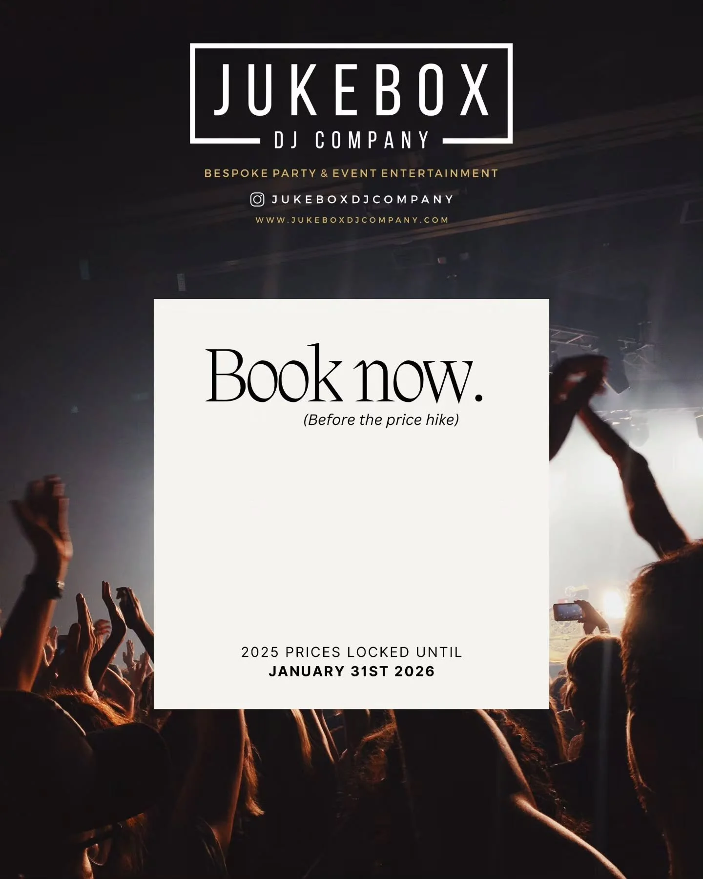 As always, prices will rise again next year in order to match increasing costs.
However, like last year we are locking in current prices until the end of January!
If you're currently considering booking your event entertainment then now is the time t