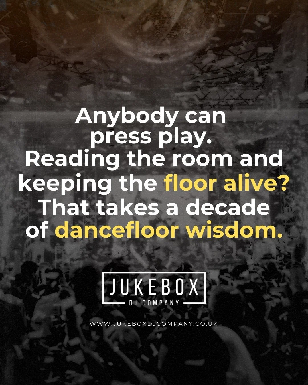 Anybody can press play.
But keeping the floor alive? That takes instinct. Skill. Experience.
It&rsquo;s something we&rsquo;ve spent over a decade mastering. 🎧

Every beat we drop is intentional. Every crowd read is calculated.
We don&rsquo;t just sh
