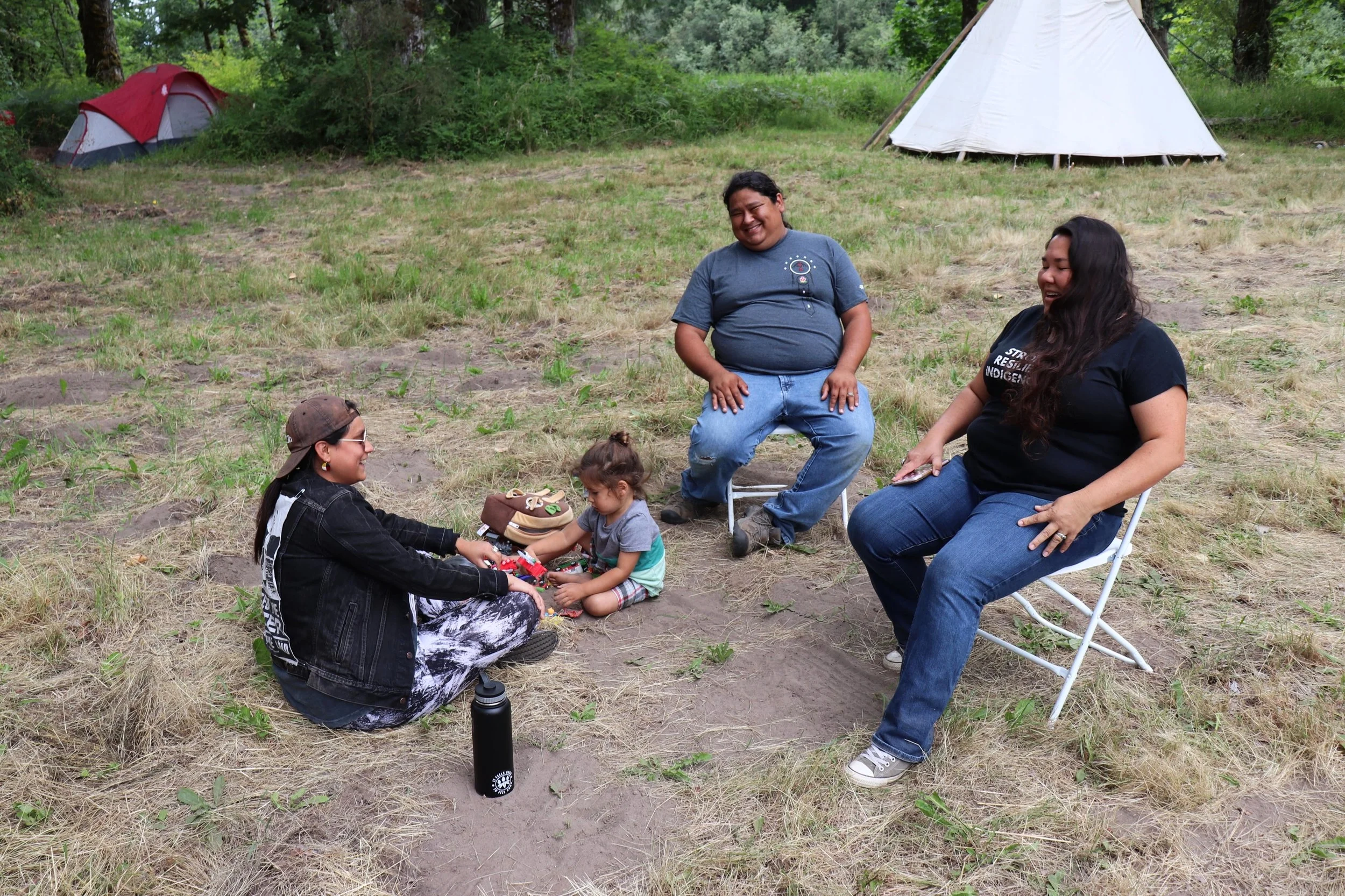 Seeding Sovereignty board member Linda Black Elk, with family.