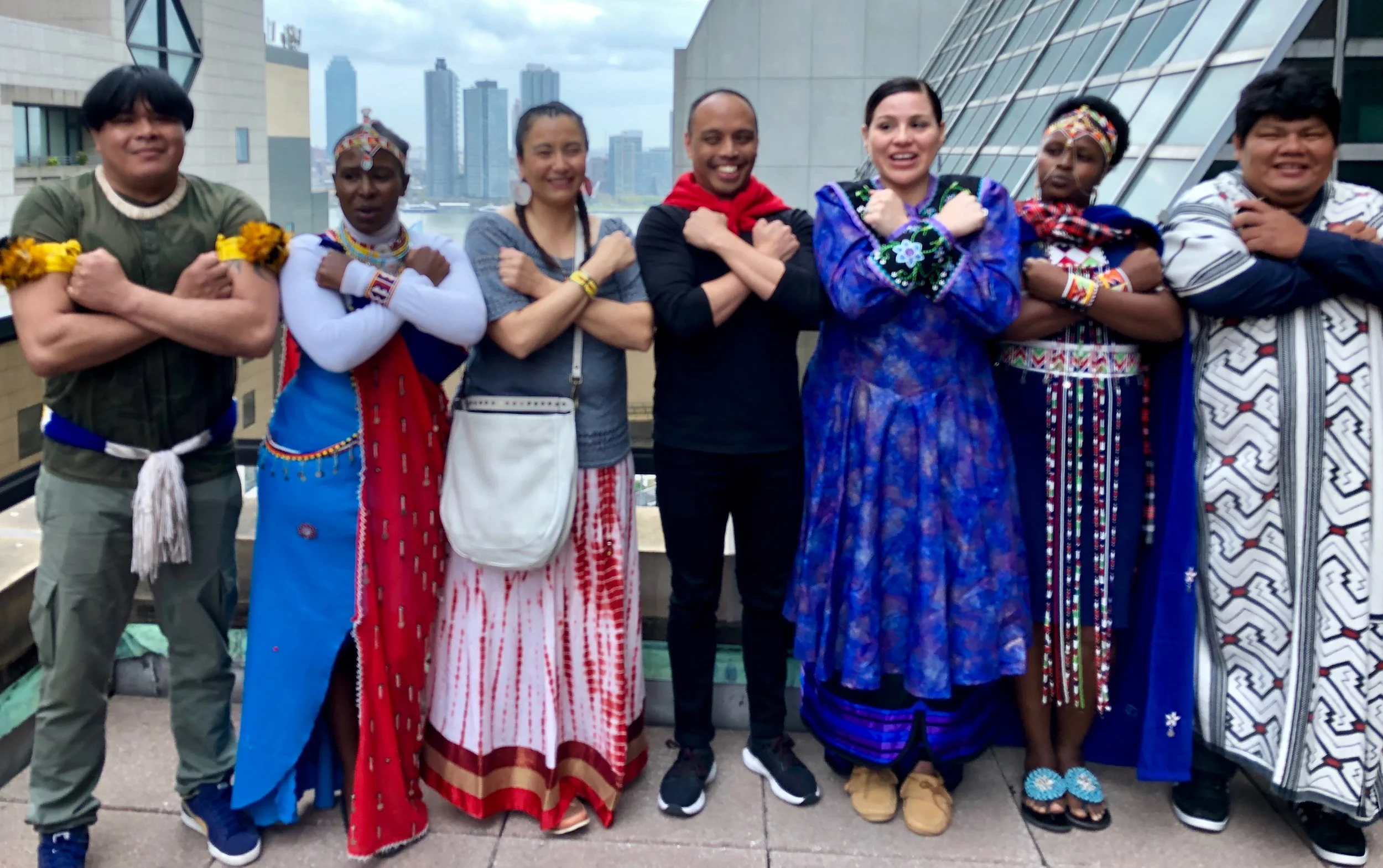 The Abolish Border Imperialism Intervention Group at the Project Access Training: From left to right - Aira Kamaiura, Nasianta Ene Meeli, Christine Nobiss, Karissa John, Ghazali Ohorella, Emily Lerosion, and Lucas Manchineri.