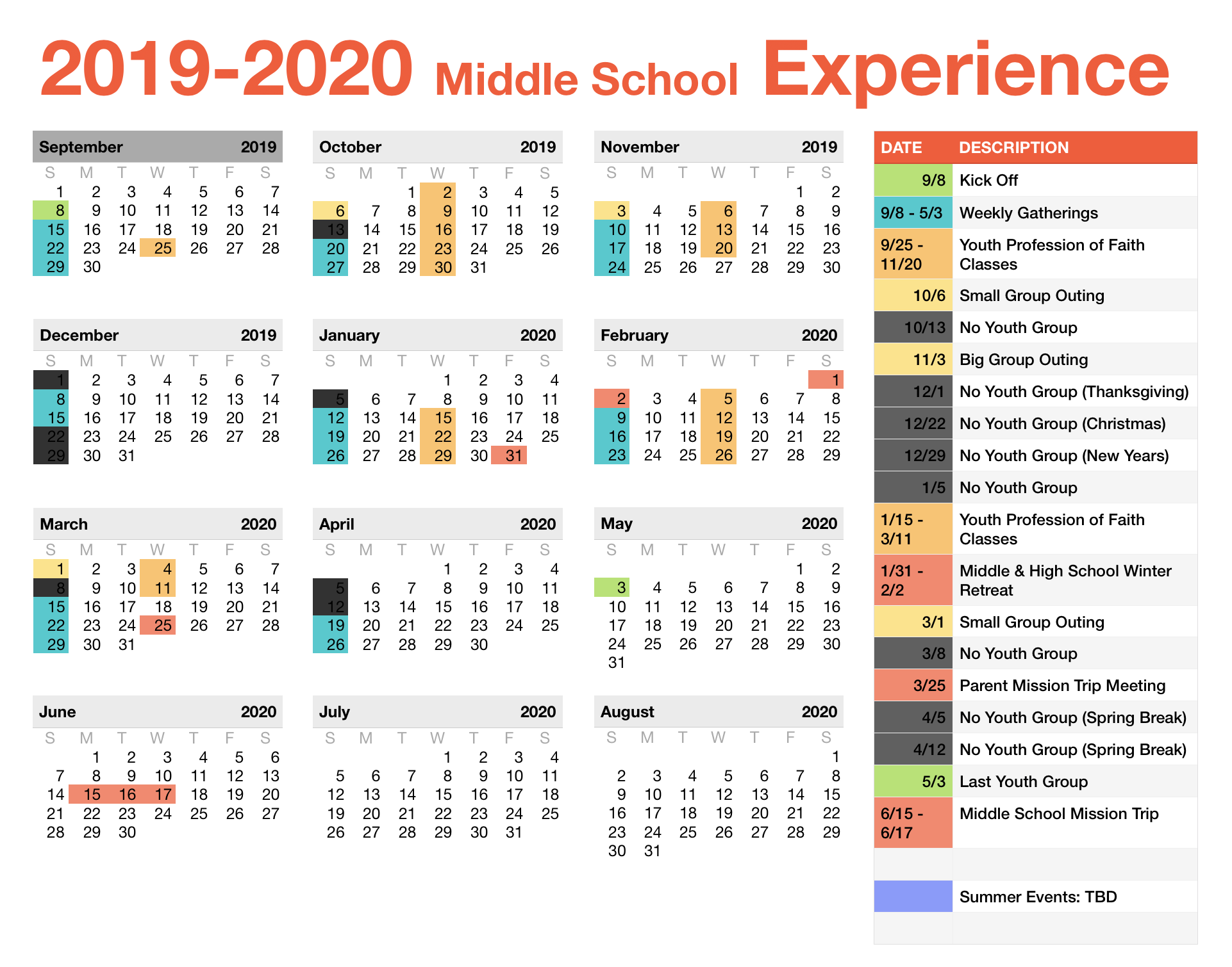 middle school calendar — FOUNDRYCHURCH