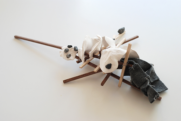 Cloud Formations, Conceptual Model 01: Basswood, walnut, ceramic and felt