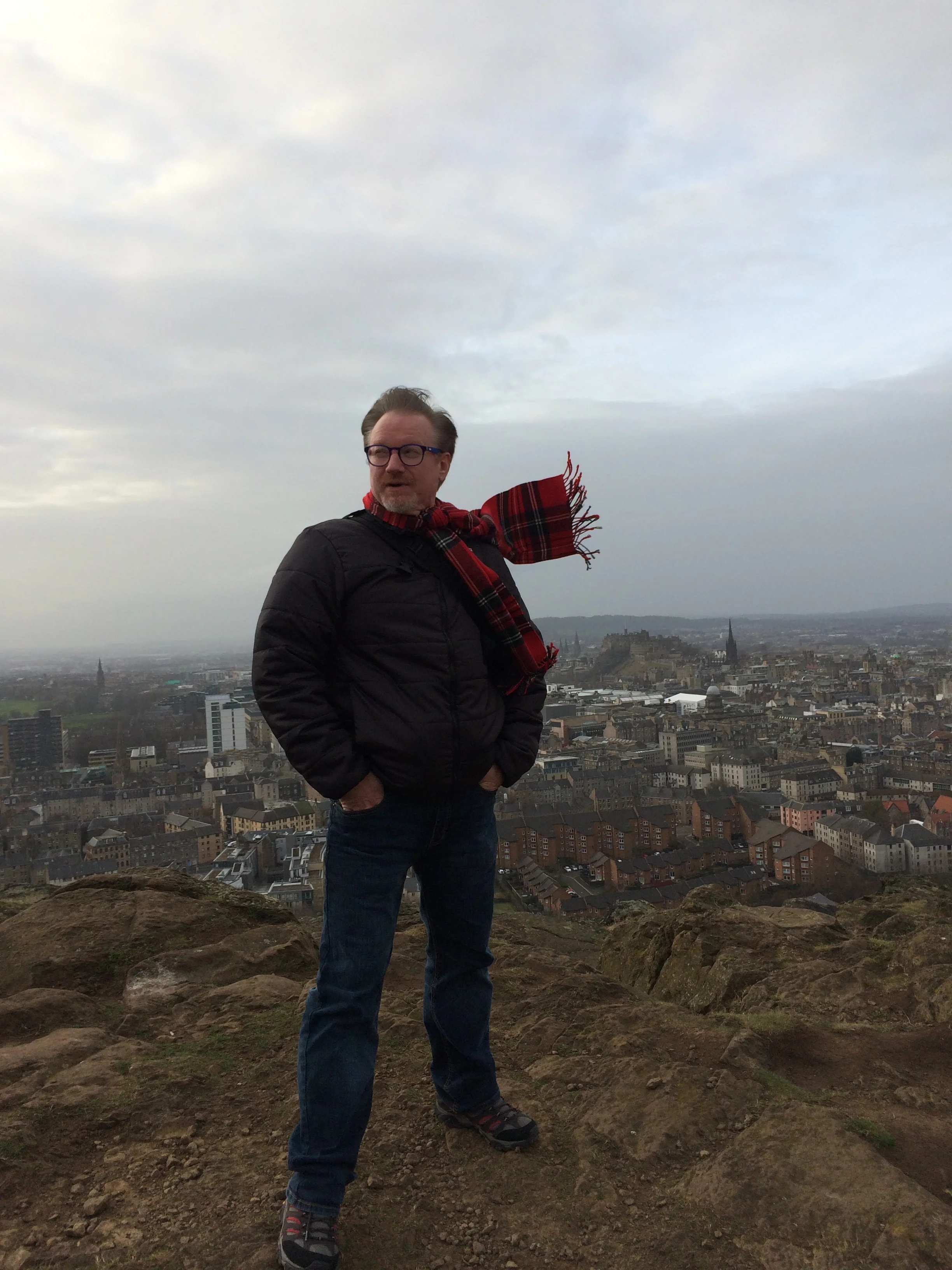  After climbing Arthur's Seat in Edinburgh I almost got blown off with the gusty storm that was rolling in. Thanks Rob taking the photo.&nbsp; 
