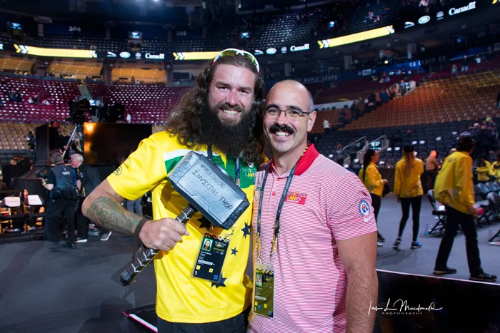 Team Denmark's 'Invictus Thor' who later traded the Team Australia jersey with TSgt Caswell's Team USA jersey.