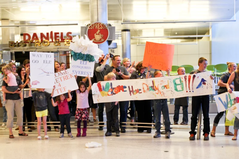 Landing at LAX - friends and family greet us, along with a host of cameras and news agencies!