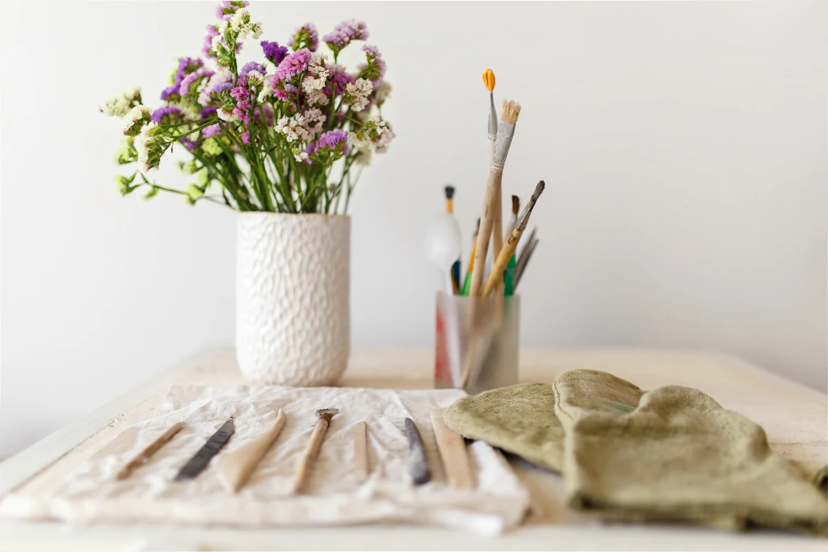 Paint brushes on display. Artist, Candace Rae