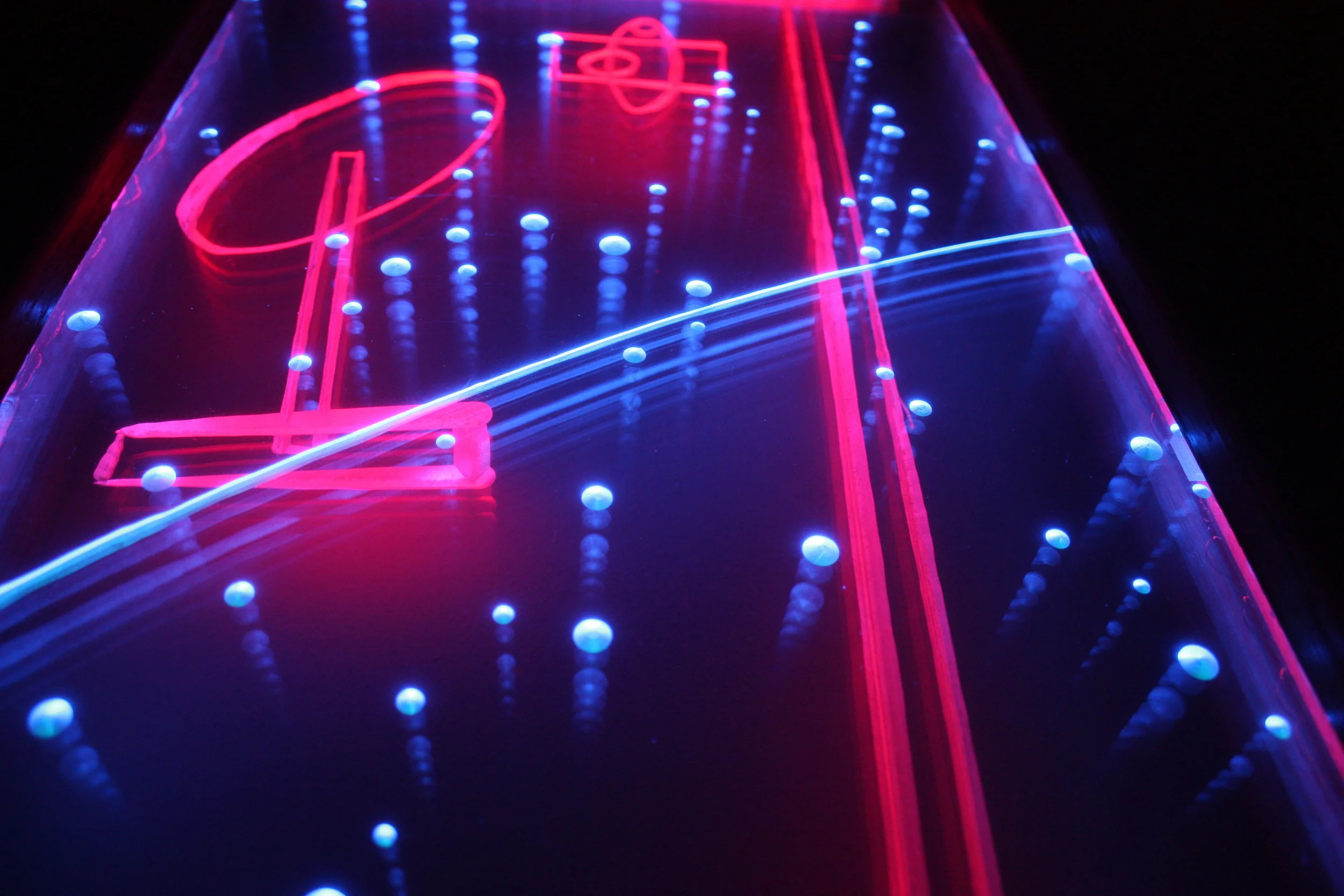  Mars Landing (detail), 2009 Acrylic, LEDs, glass and wood. 72"T x 16"W x 4"D 