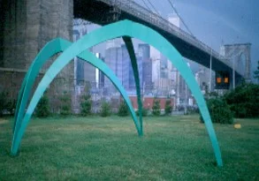 Arches, 1996 Painted steel. Shown at Empire Fulton Ferry State Park in Brooklyn, NY 14' H x 26'W x 14'D