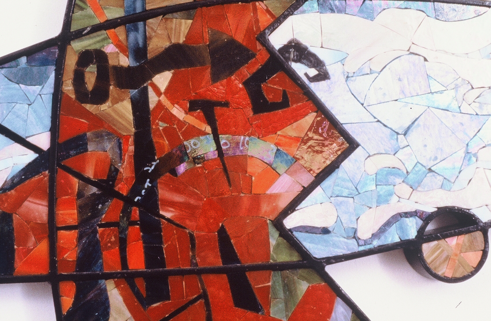 Fire and Clouds (detail), 1995 Glass mosaic on cement panel, outlined in steel.48"H x 50"W x 1"D