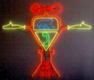  Monkey in the Middle, 1999. Neon tubing. ~8'H x 8'W 