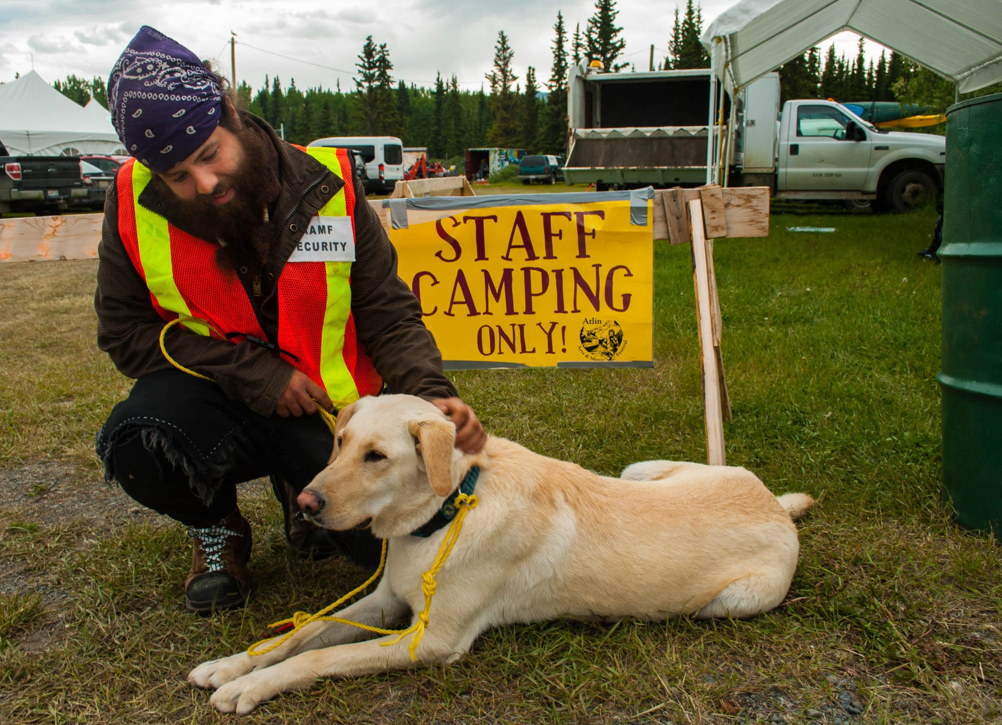 Volunteer Jon Marleau found a stray dog on the grounds and is just waiting for the owner to claim “Pete".