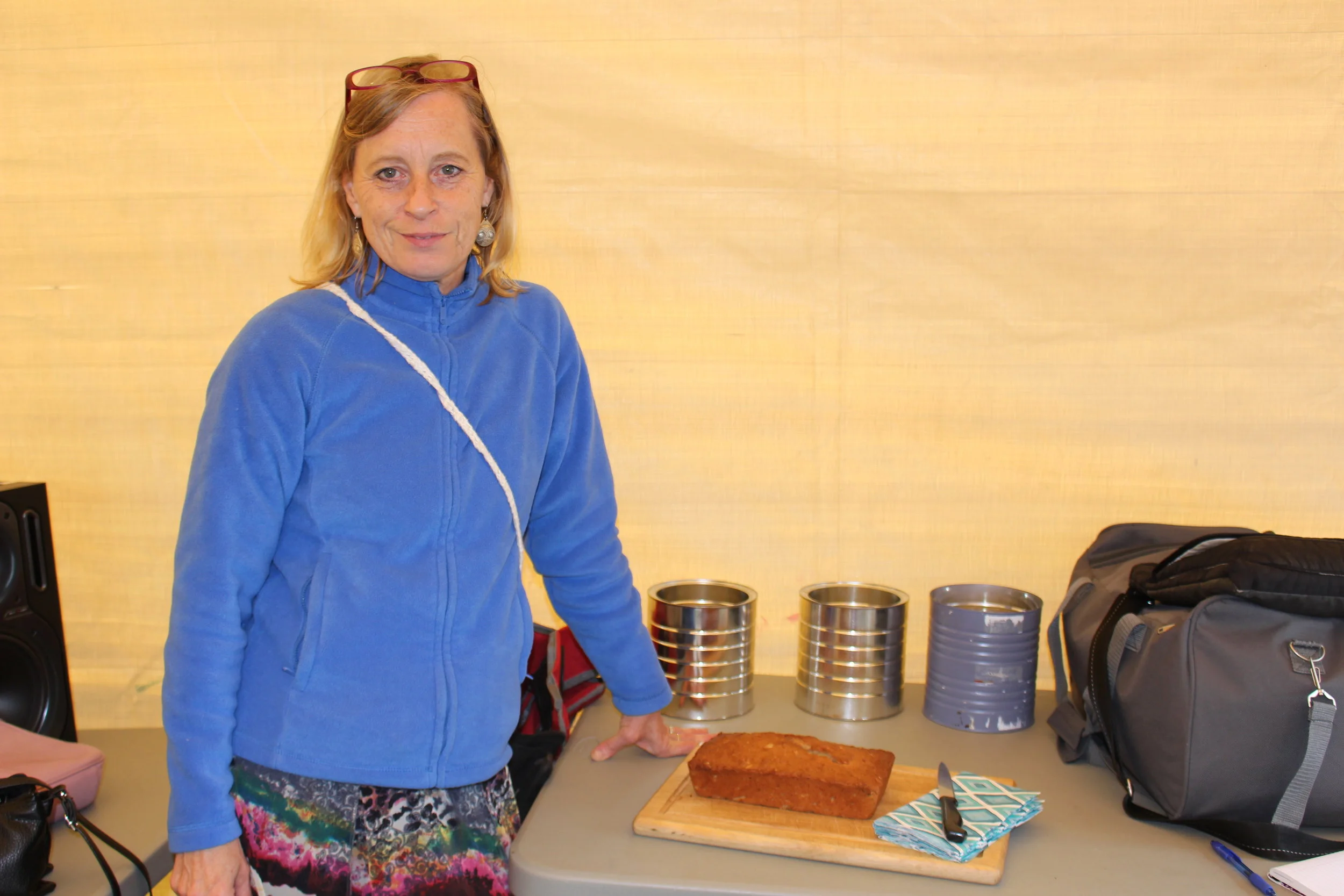 Uschi Stehmann works in the ticket tent at the Atlin Arts & Music Festival to ensure both the guests and her volunteers are happy. Photo by Amy Burlock