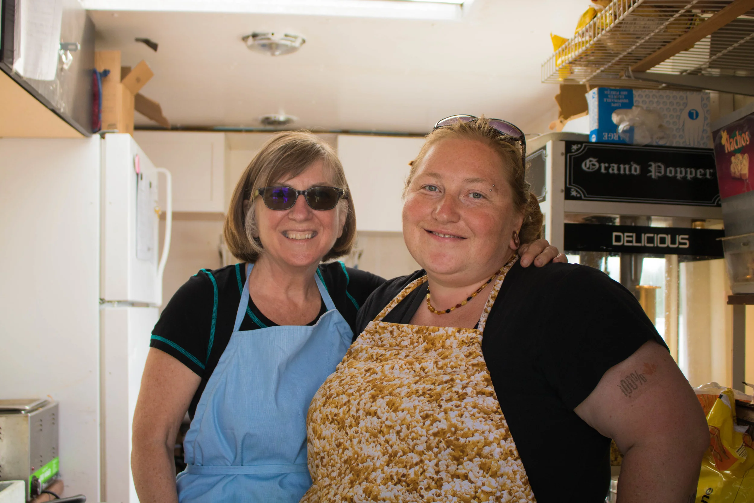 Mother and daughter team Kristin and Pat taking a break from taking orders.