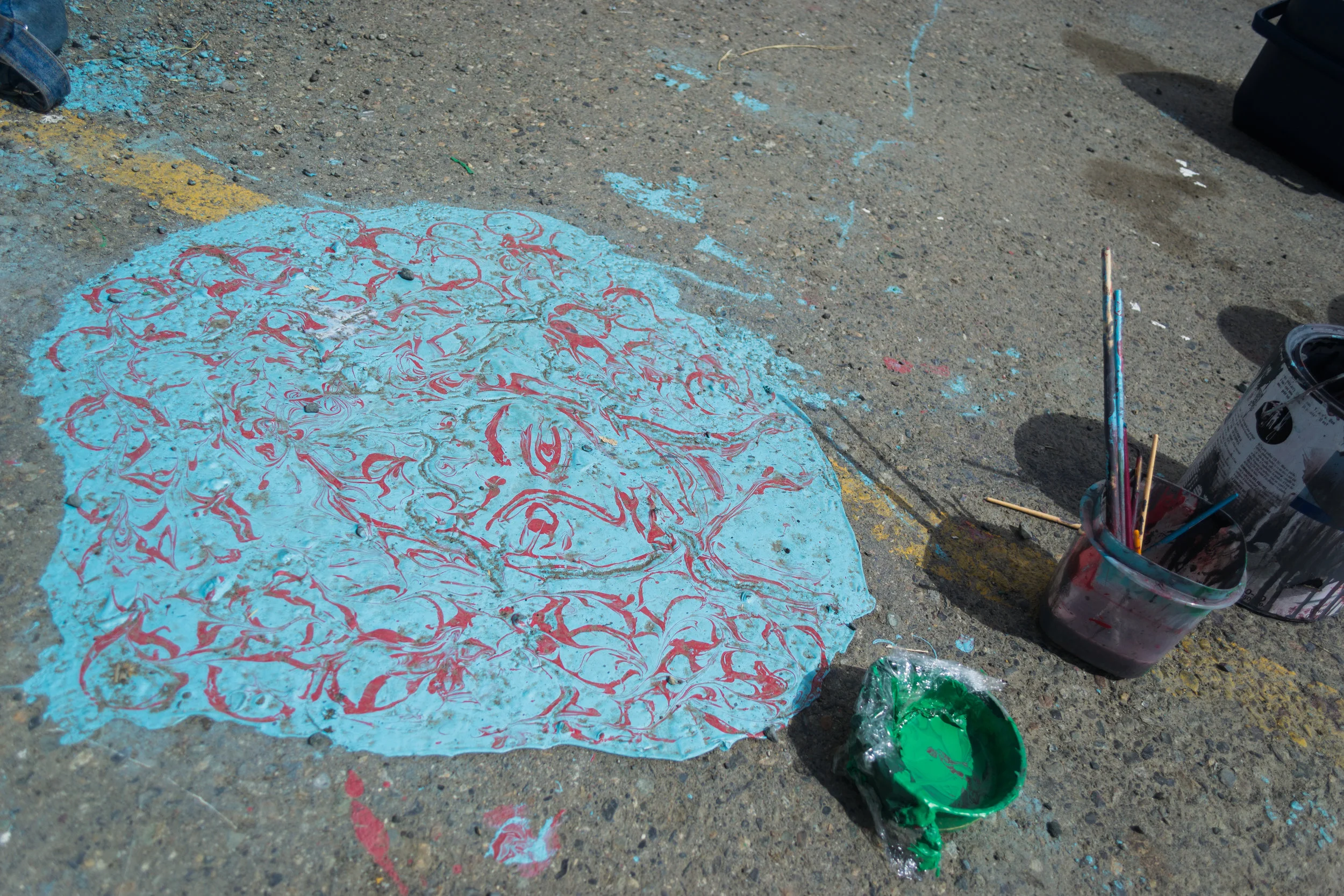 The murals incorporate Indigenous art and themes related to reconciliation.