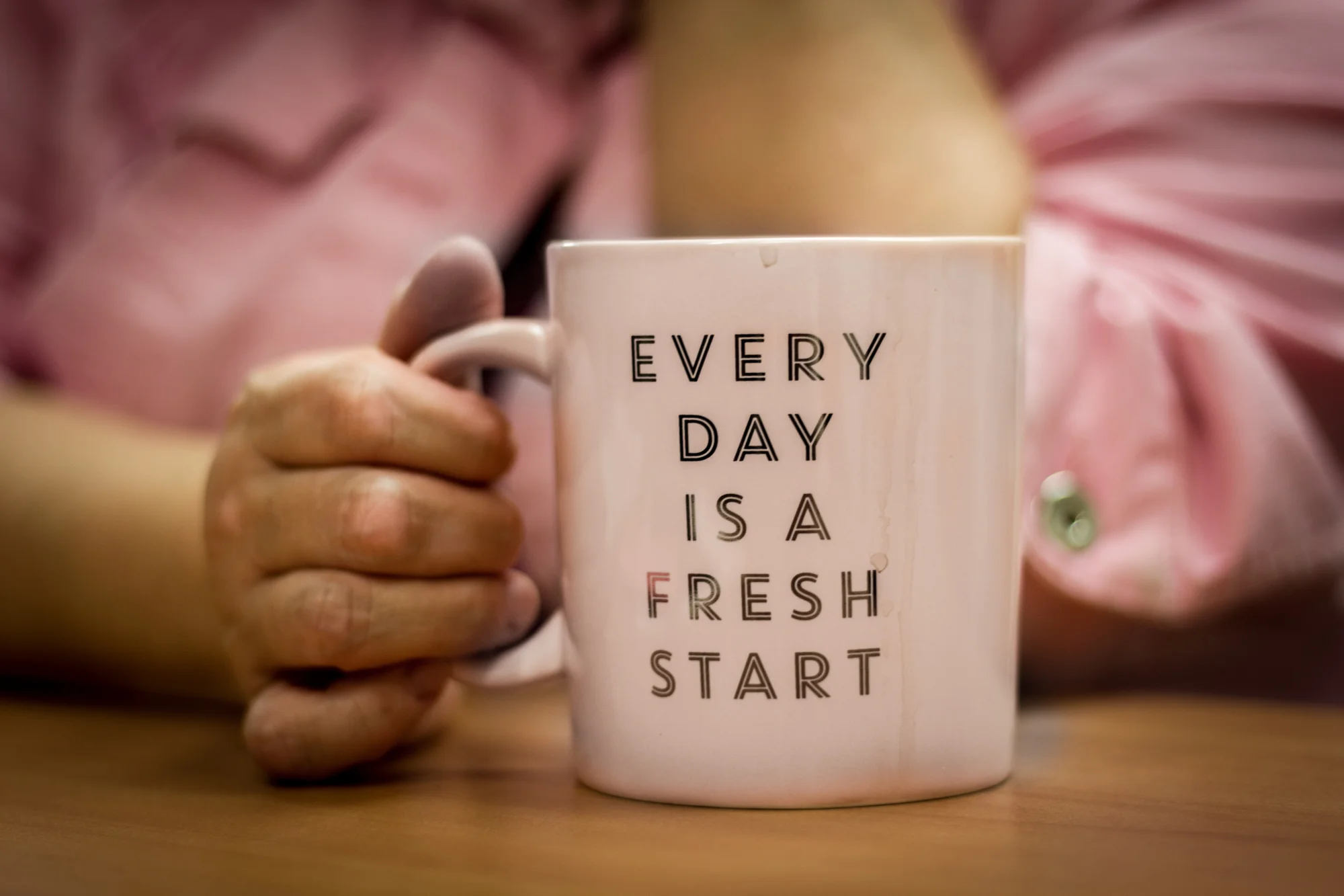 For Isaac, every day comes with a fresh cup of coffee as well as a “fresh start”, according to her mug. She says she wanted a pink mug for quite some time, and when she finally went in search of one, this was the first she came across. It was perfect, she said. It fit in with her line of work as well as her own personal healing journey.