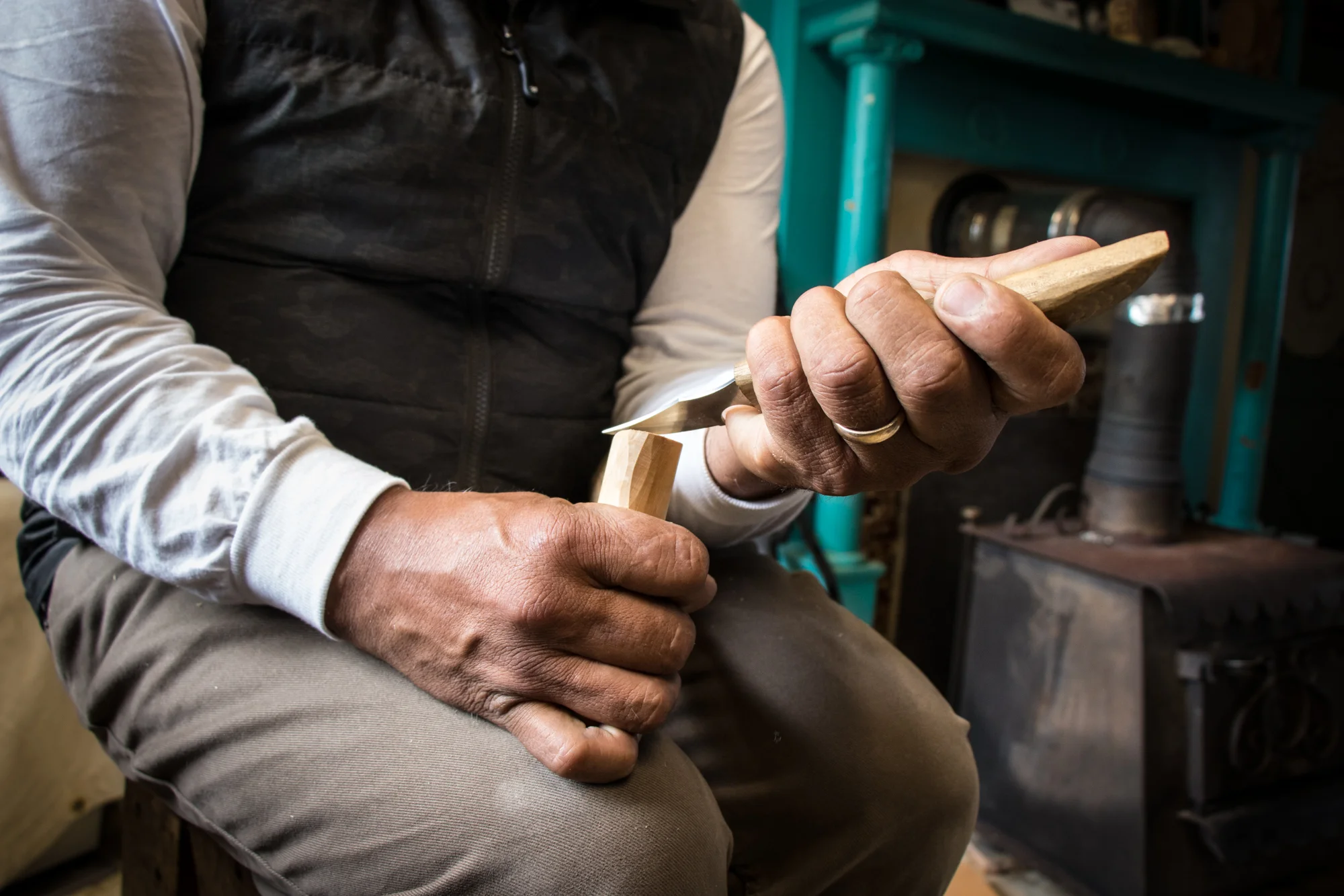 Price attended the Adäka Cultural Festival earlier in July, he is now carving a paddle in preparation for another festival in Kake, Alaska.