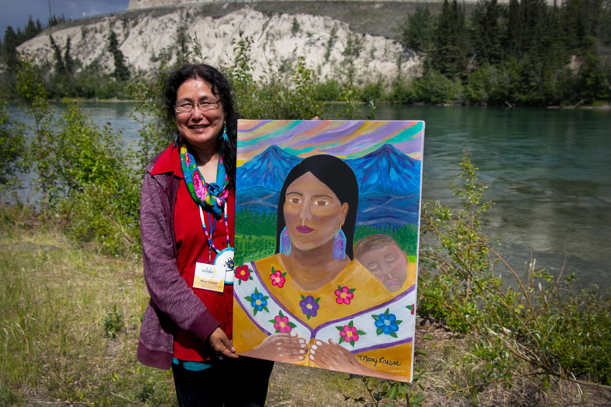 Caesar is happy to have shared her art at the Adäka Cultural Festival. While the festival can be a bit physically draining, she says her family keeps her motivated. Her son David and his family came to visit all the way from Ontario.