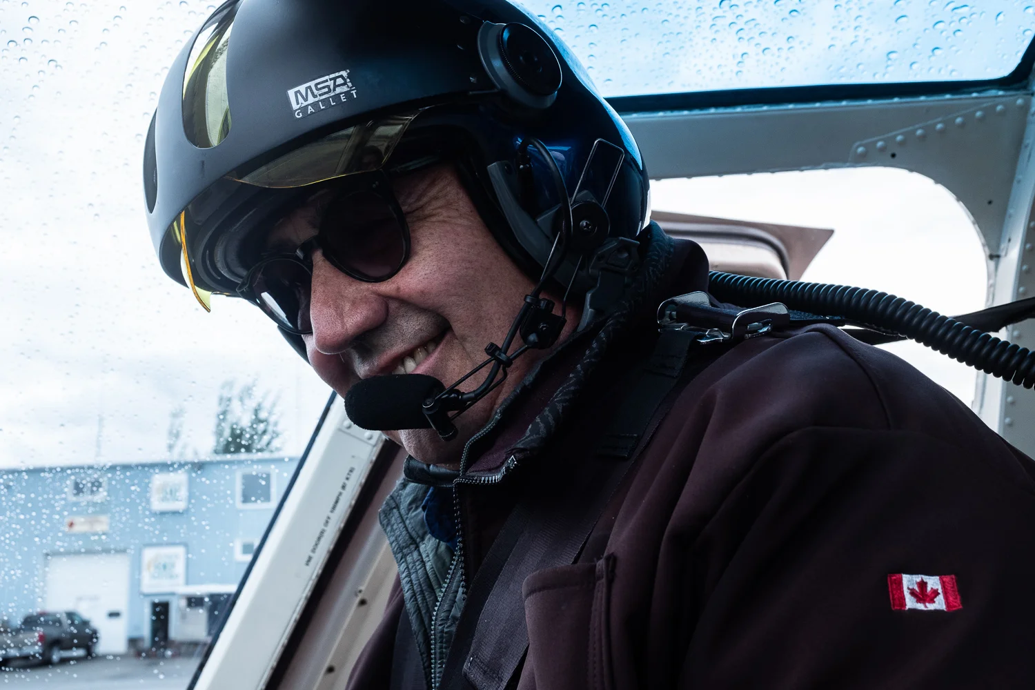 The sound of the helicopter's rotors are so loud that Washington wear a second pair of ear plugs in addition to the headset to protect his hearing. 