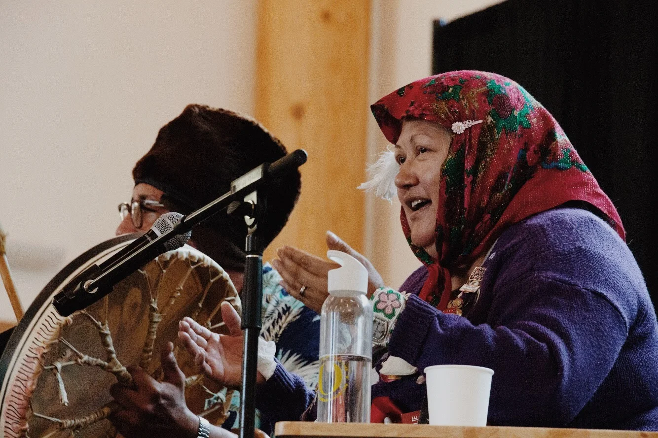 Shorty and Ghastant' Aucoin perform a traditional song and ask the audience to sing and dance along.