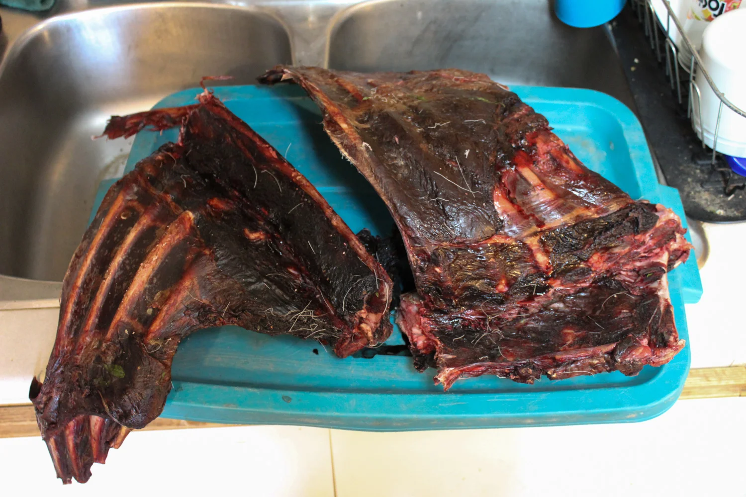 These caribou ribs will be further butchered and cooked. (Photo: Sarah Sibley)