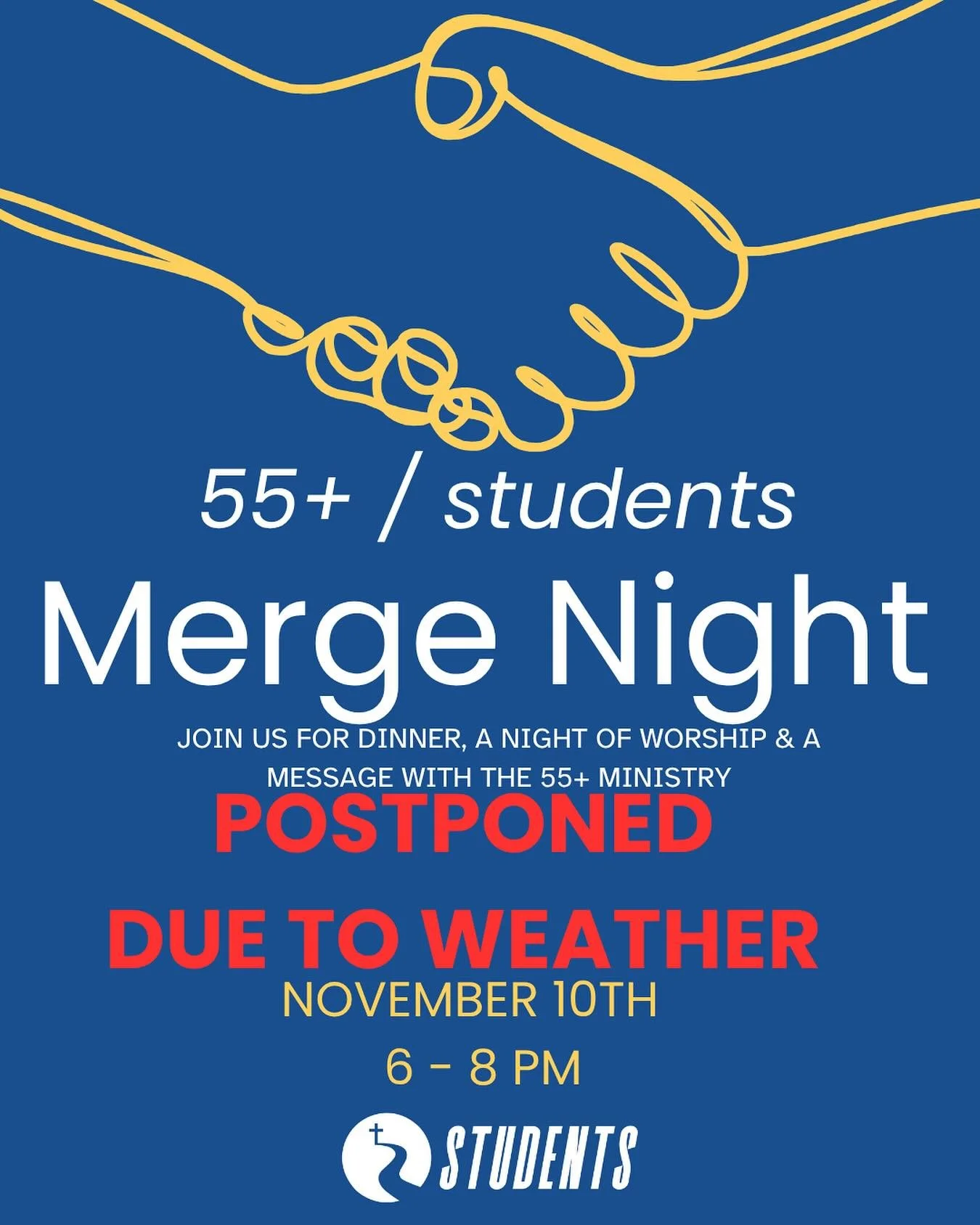 Unfortunately, the Merge Night has been postponed due to inclement weather. Though we are so sad, we hope you all enjoy the snow tonight with your friends and family!!! ❄️☃️