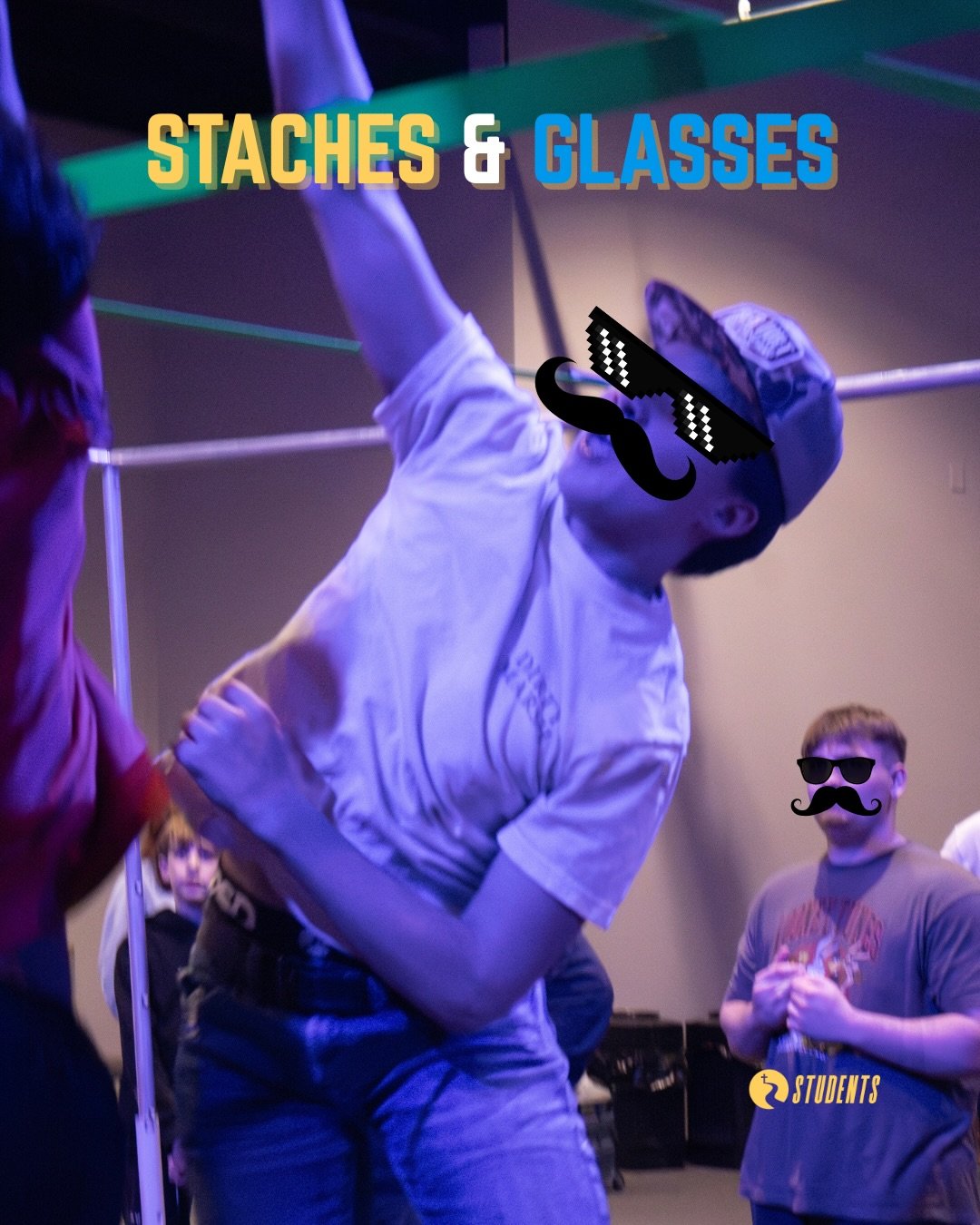 STACHES &amp; SUNGLASSES IS TONIGHT🚨‼️ You bring the glasses, we got the staches🥸! You know the drill&mdash; dinner @ 5, worship @ 6‼️ See you tonight🫵