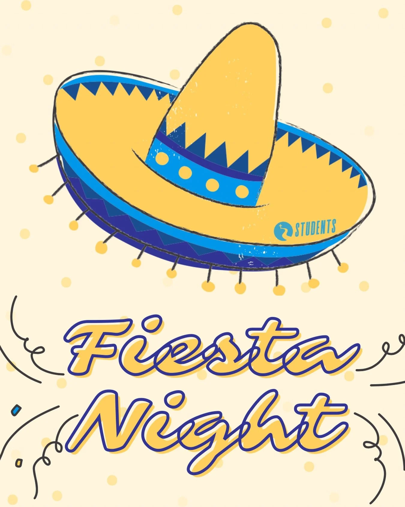 🌮🎉 FIESTA NIGHT 🎉🌮
Good food, loud games, chaotic fun, and all the vibes.
👉 Grab a friend and pull up at 5:00 for the food&mdash; don&rsquo;t miss it !💃🕺🏻