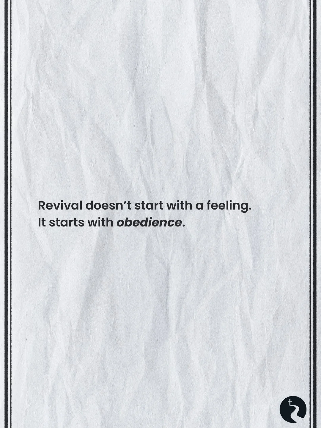 Yesterday, TJ challenged us to slow down this week and prayerfully consider what obedience looks like in our everyday lives.

Revival doesn&rsquo;t grow through feelings alone, but through faithful, consistent steps of obedience.

If you sense God in