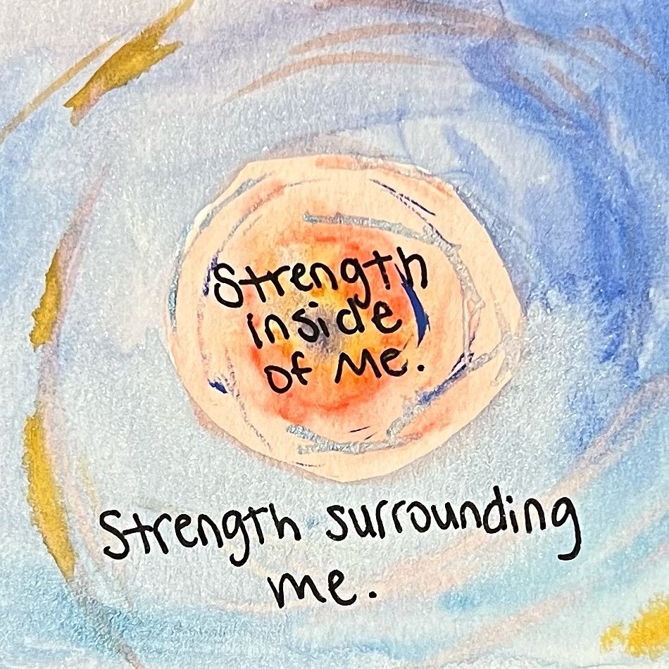 Inhale: strength inside of me 
Exhale: strength surrounding me

I love this breath prayer. It helps me remember, center, and ground in my true strength. Perhaps give it a try for yourself.

On the inhale:
🌬️I imagine and feel strength inside of me:
