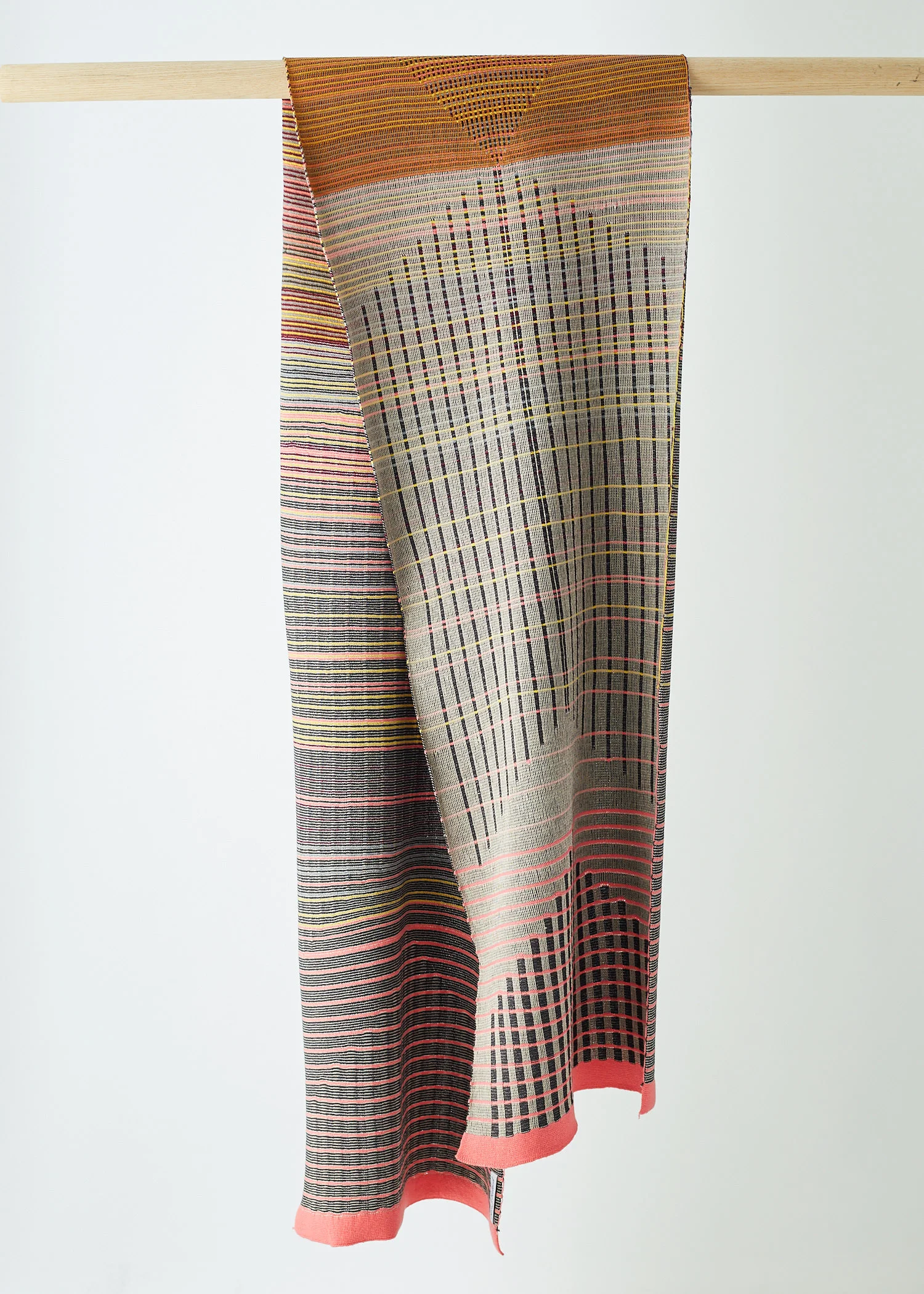 Pink multicoloured silk and cashmere scarf