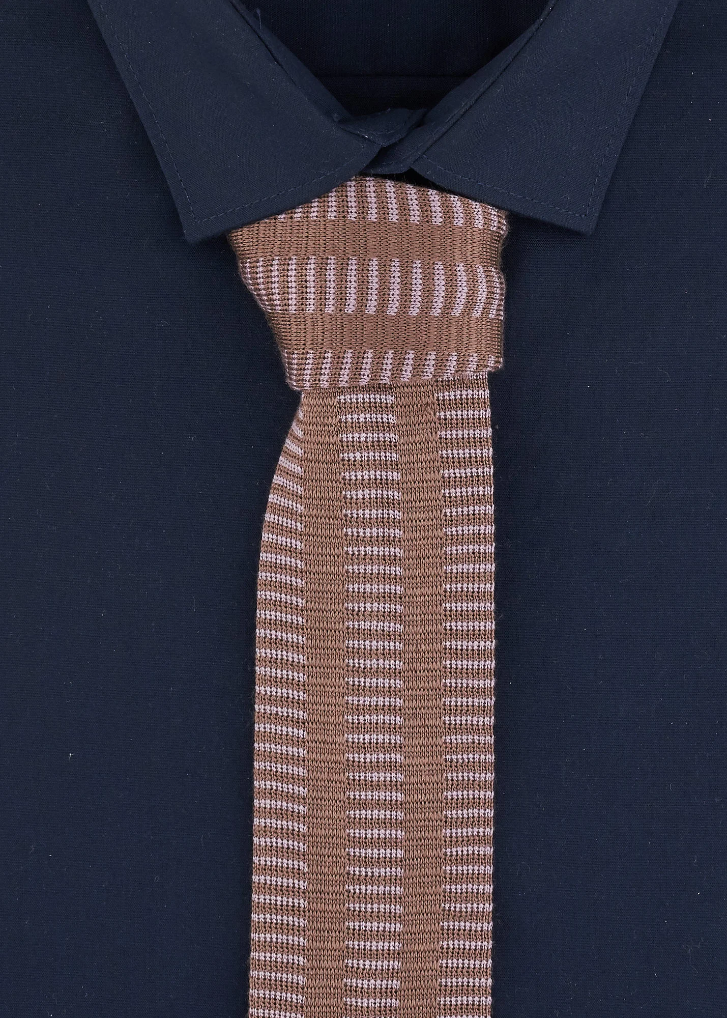 Silk Knitted Tie in Brown & Purple design