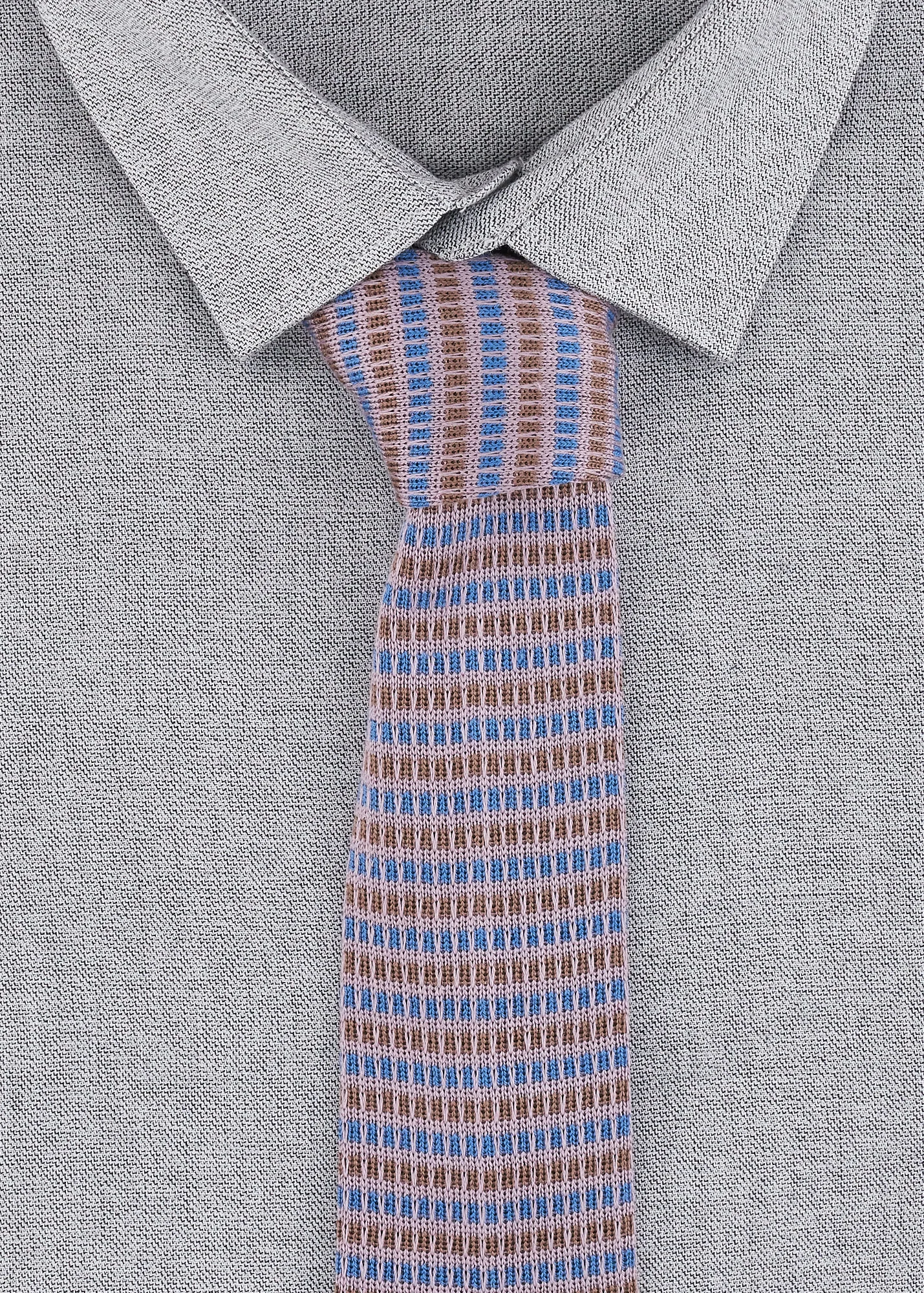 Purple Tie on a grey shirt