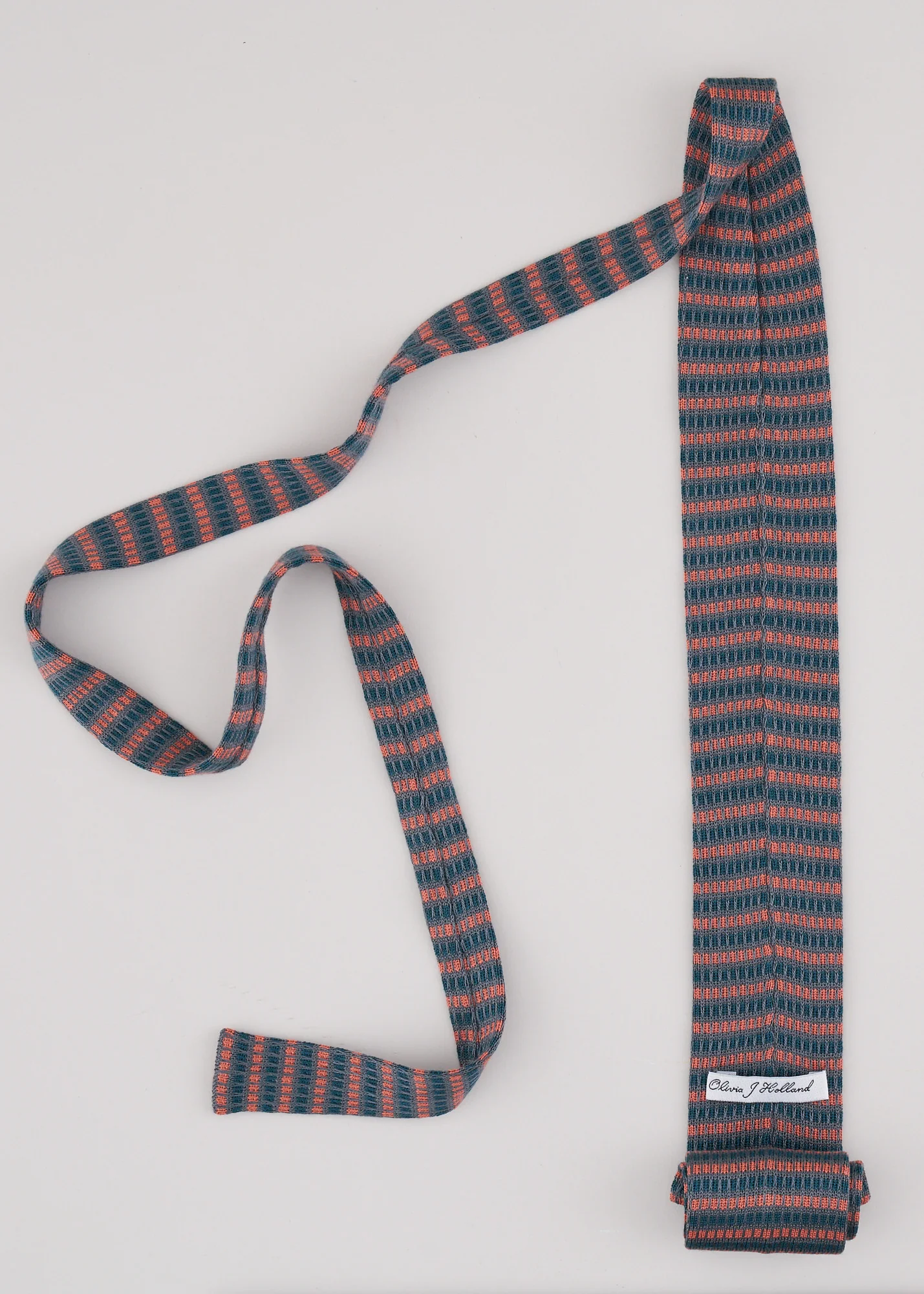 Pink teal and grey Knitted Tie by Olivia J Holland