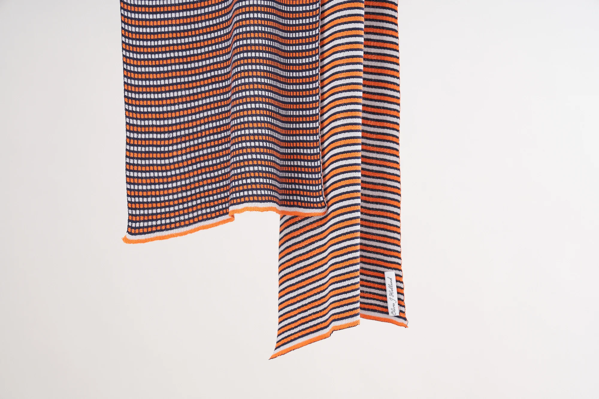 Orange navy and silver checks accessory