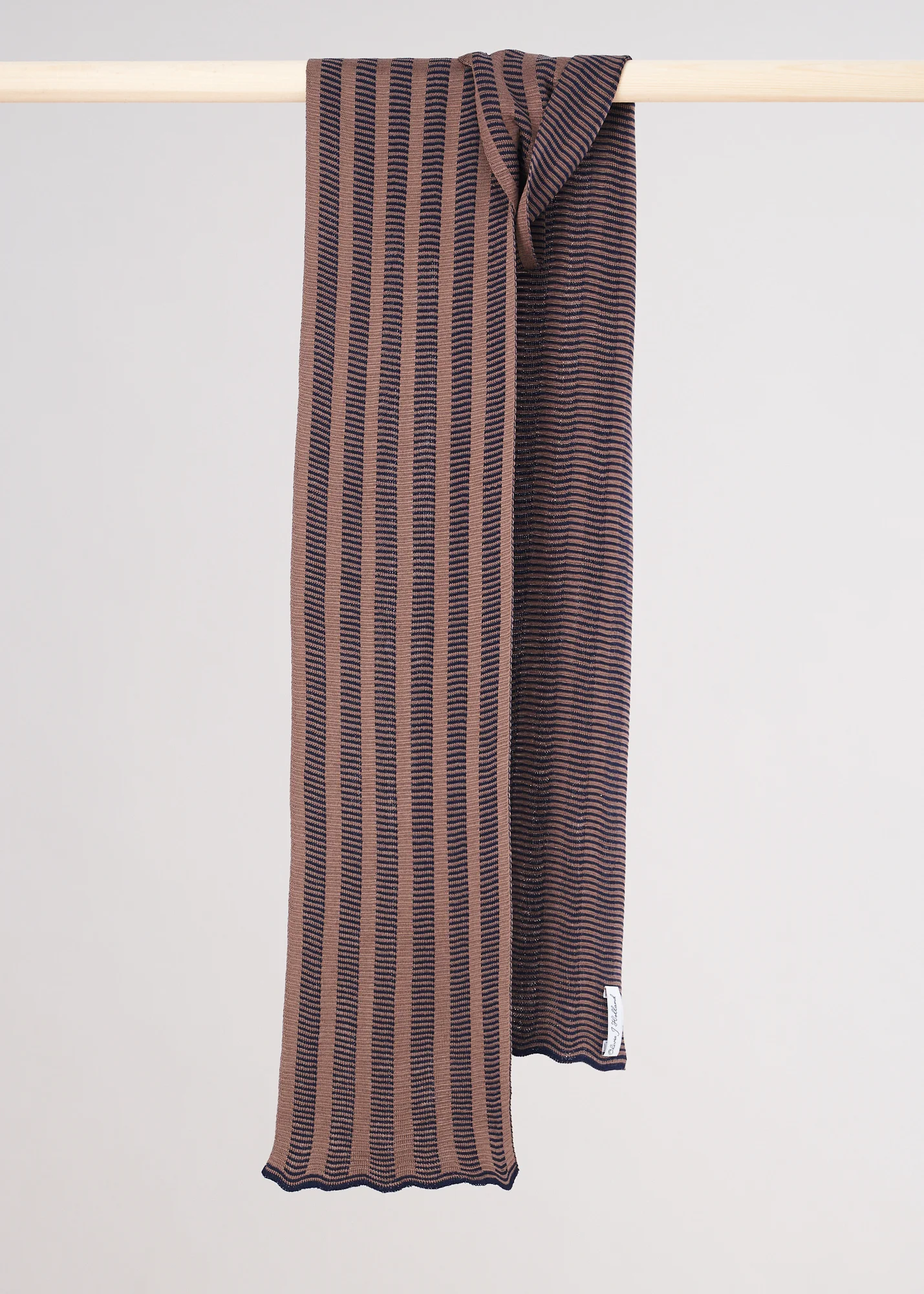 Handcrafted luxury Brown Silk Scarf in broken dash design