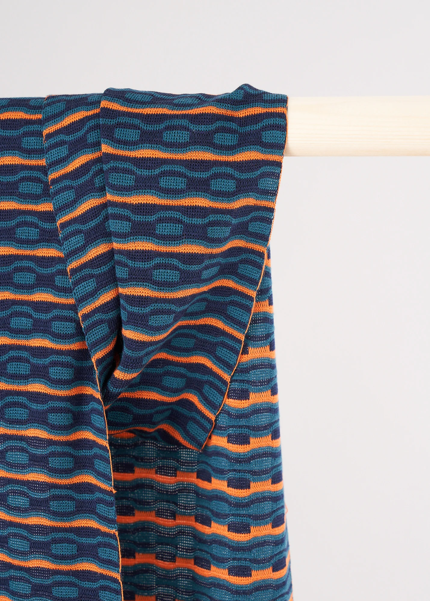 Orange teal and navy patterned Silk Scarf