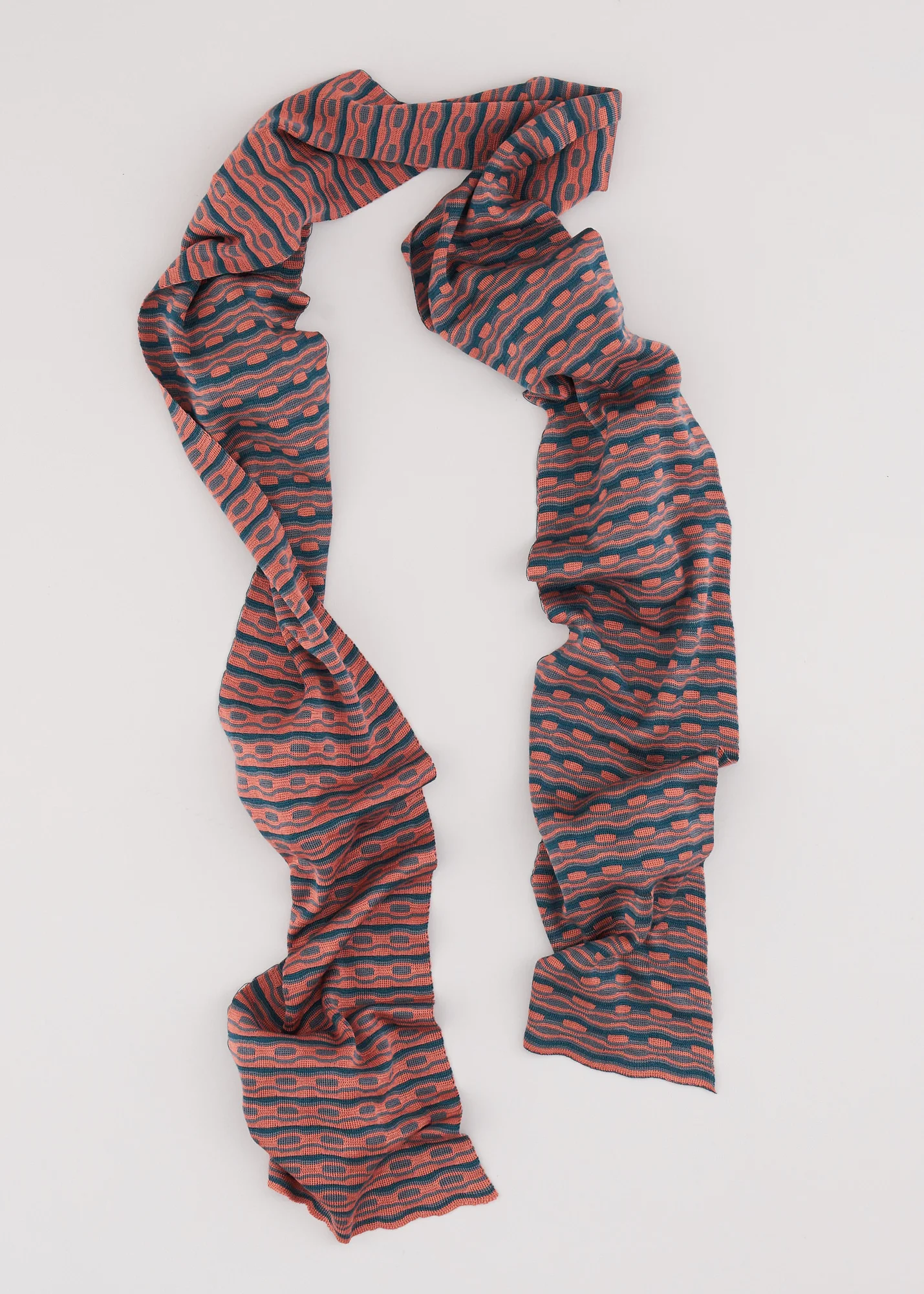 Pink teal and grey patterned Scarf