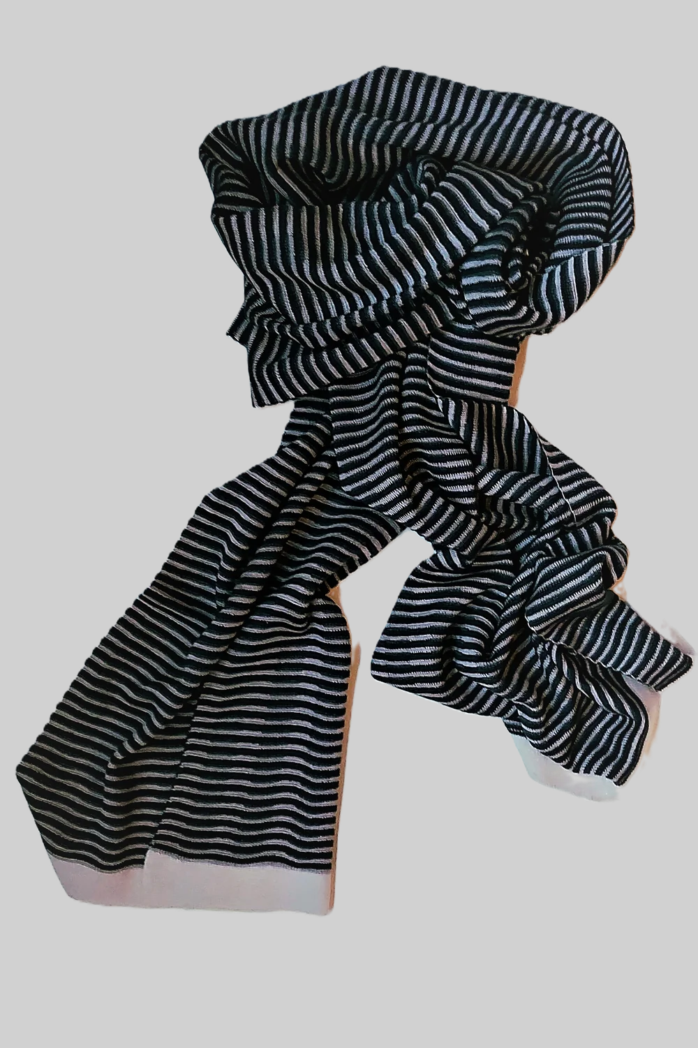 Waste-not, Want-not 31 - Broken dash textured wide scarf in silk & wool