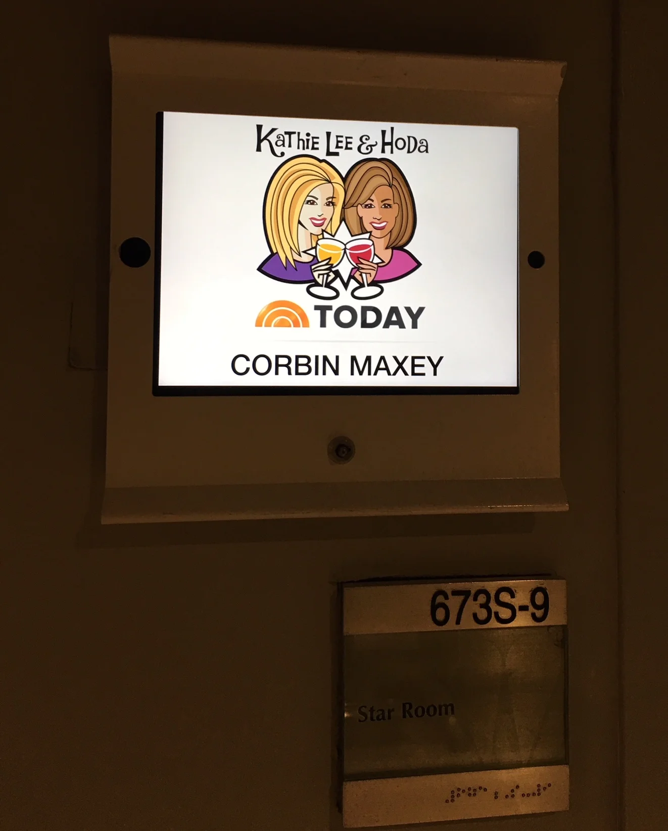 My dressing room in The Tonight Show starring Jimmy Fallon and Megyn Kelly Today Studios. 