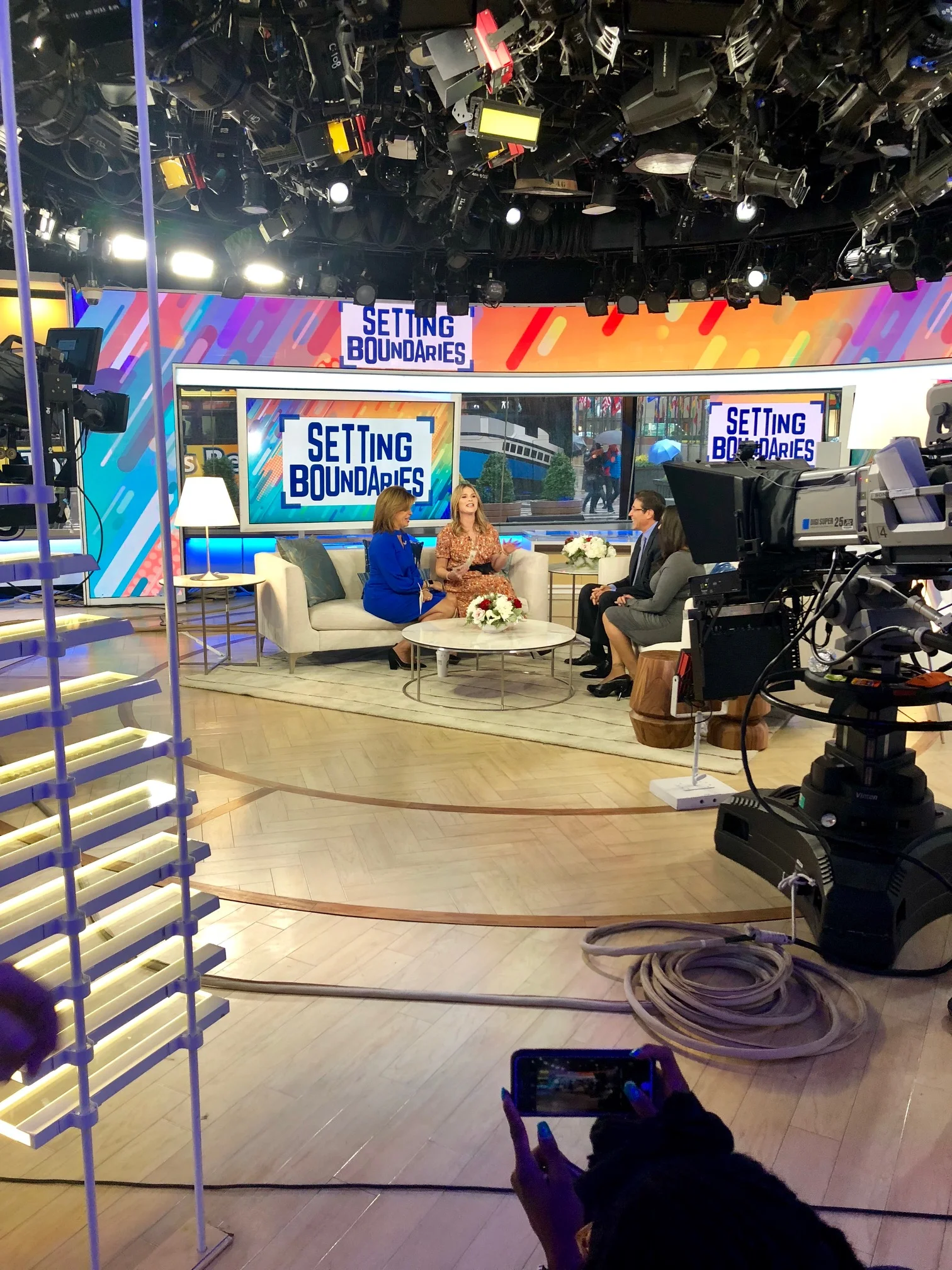 Walking into the famous Studio 1A. Check out those lights!