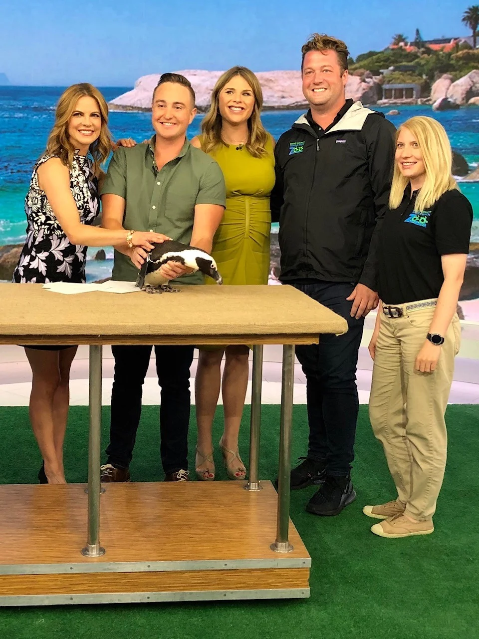 Pictured with Natalie Morales, Jenna Bush Hager, Mike Kerr, and Caitlin Sharp from The Turtle Back Zoo.