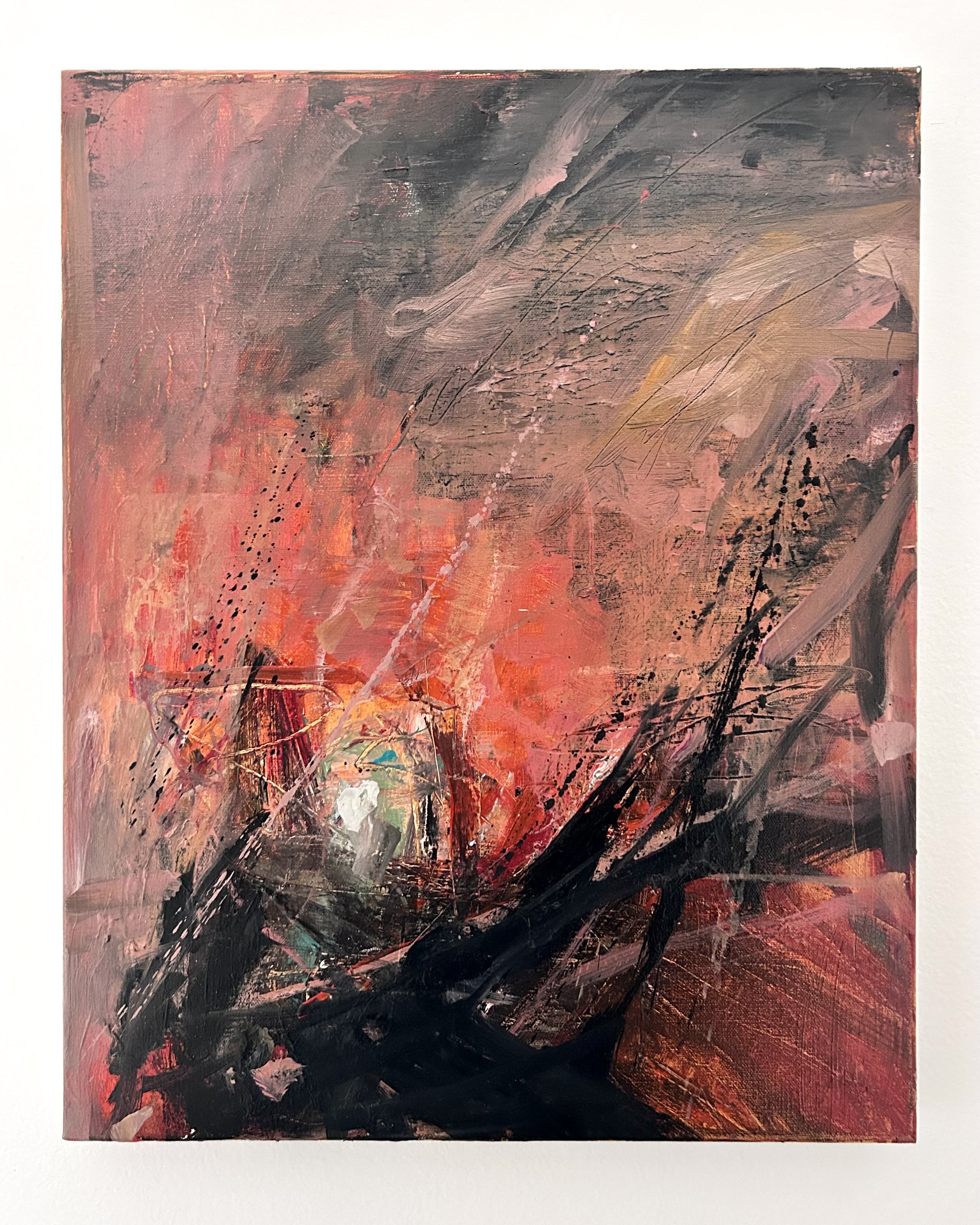 Tom Lieber, 2019, Small Orange Drop, Oil on canvas, 20x16 in
