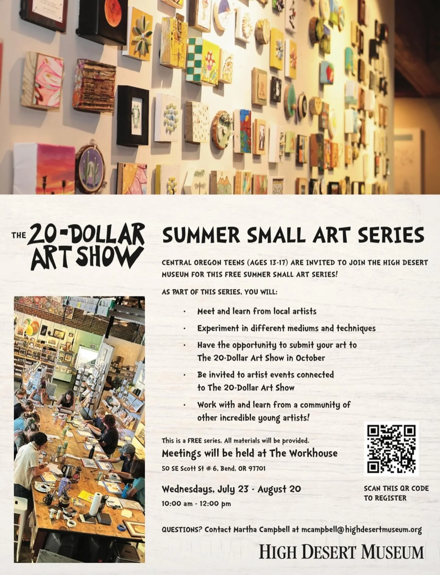 Hey parents / knower&rsquo;s of artistic kids! This Summer the @highdesertmuseum is hosting a fun series focused on tiny art! Not only will your kids (ages 13-17) get to hang out with lovely folks, make some art, and get to learn about the art commun